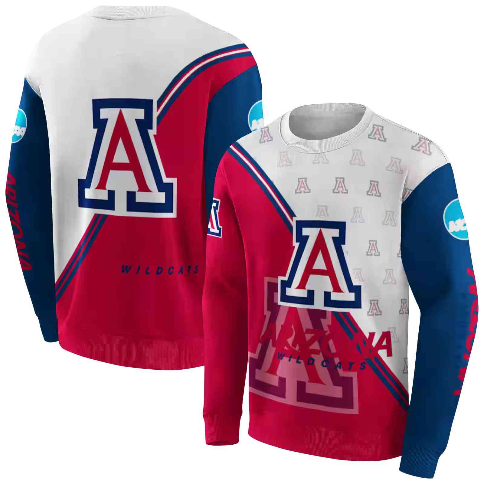 arizona wildcats diagonal stripe red white hoodie premium grade