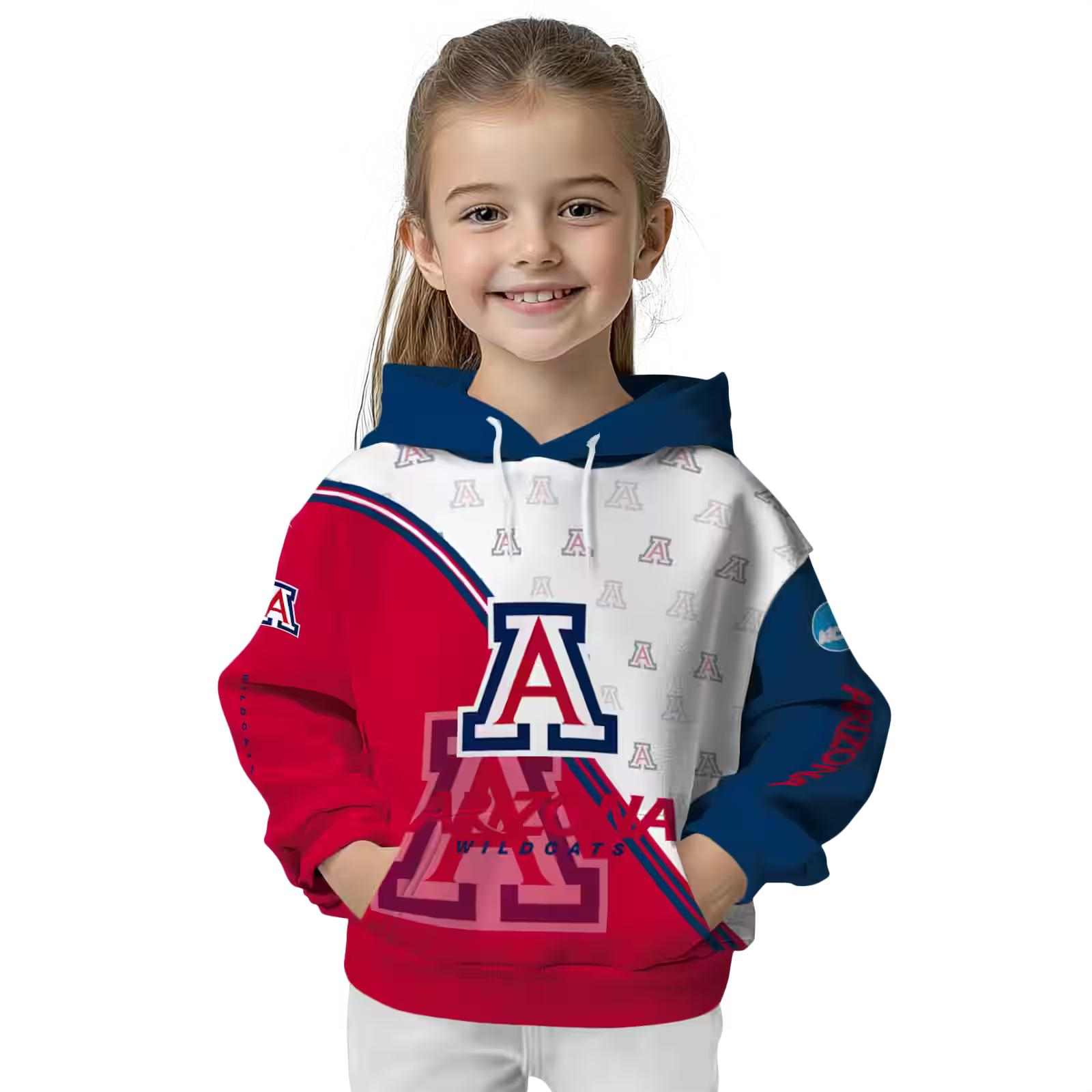 arizona wildcats diagonal stripe red white hoodie top rated