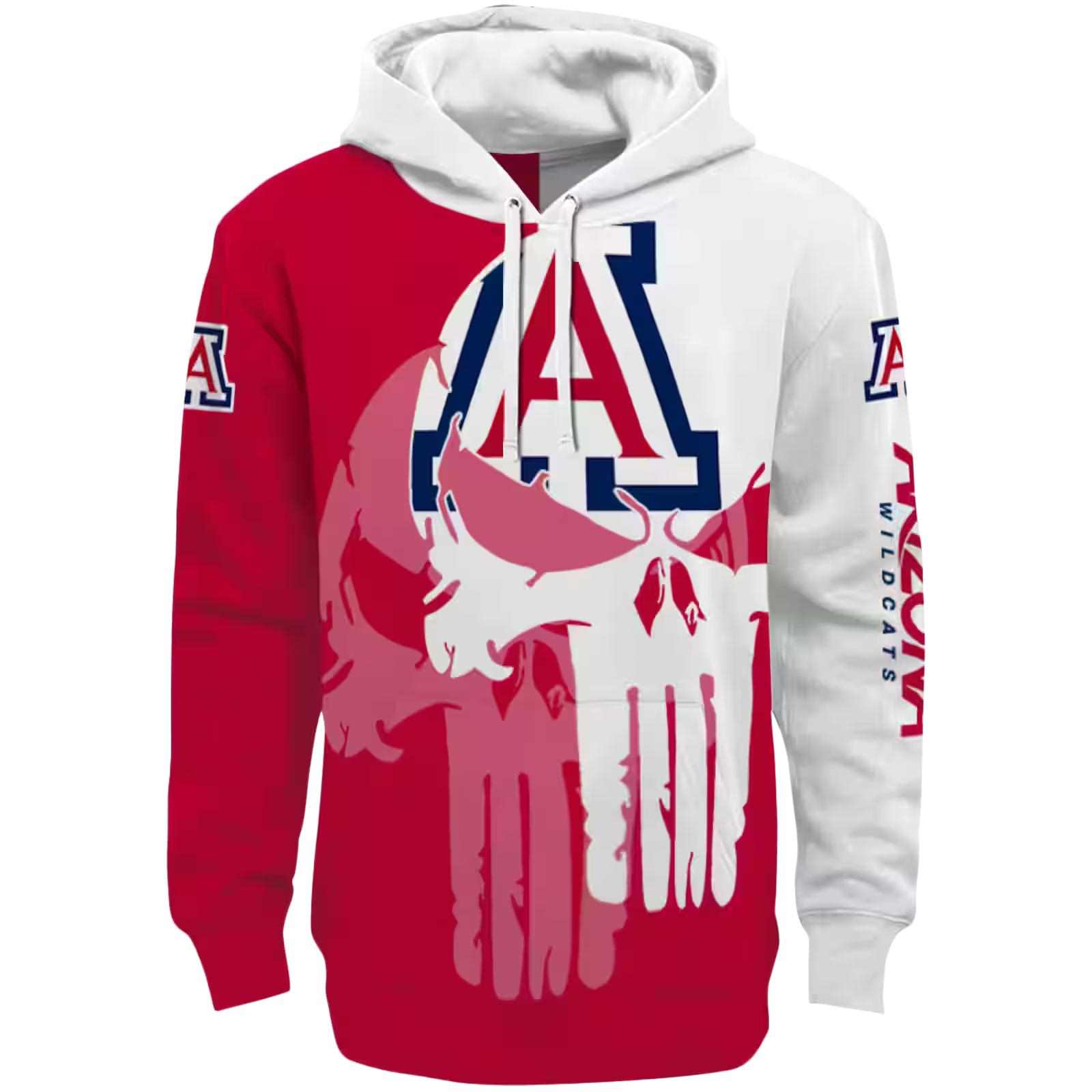 Arizona Wildcats Graphic Punisher Red White Hoodie