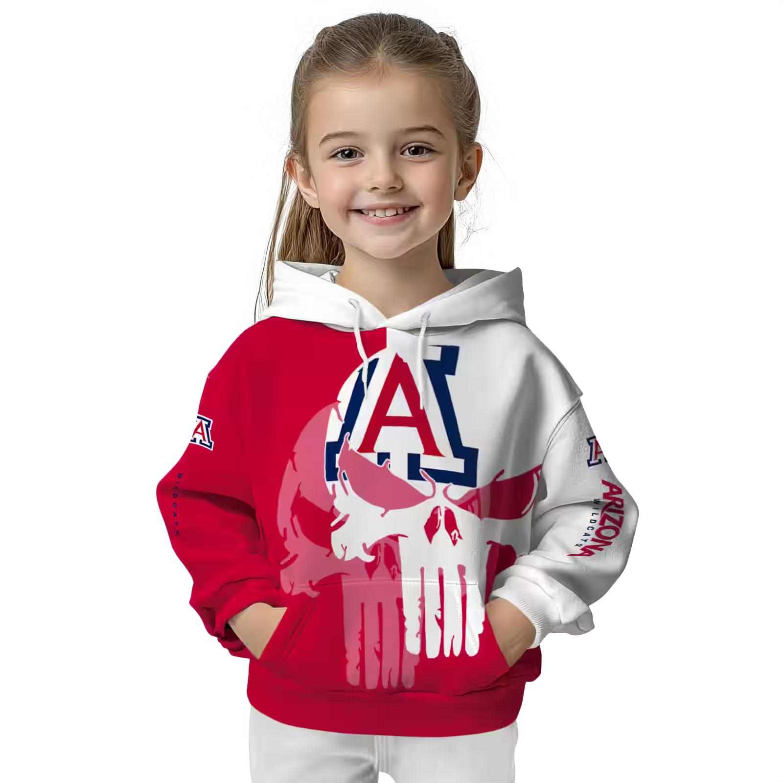 arizona wildcats graphic punisher red white hoodie top rated