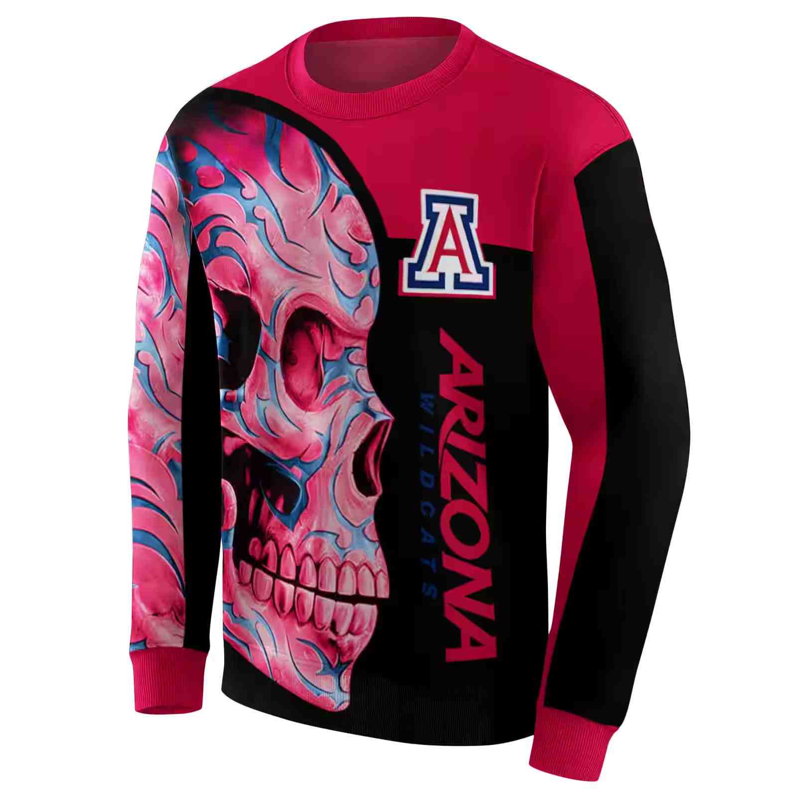 arizona wildcats skull motif red black hoodie new arrival