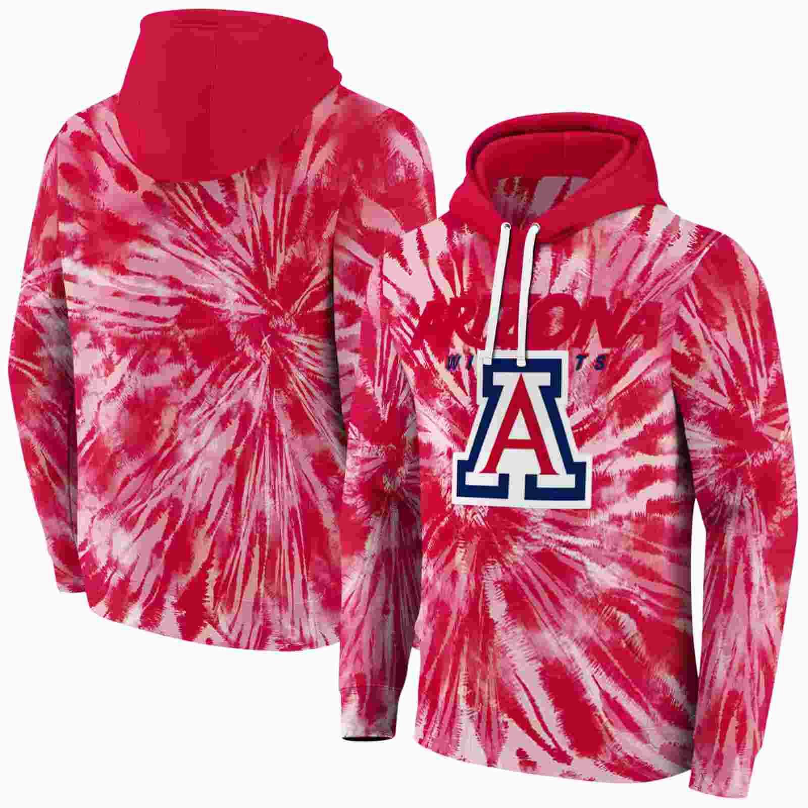 arizona wildcats tie dye pattern red hoodie fashion forward