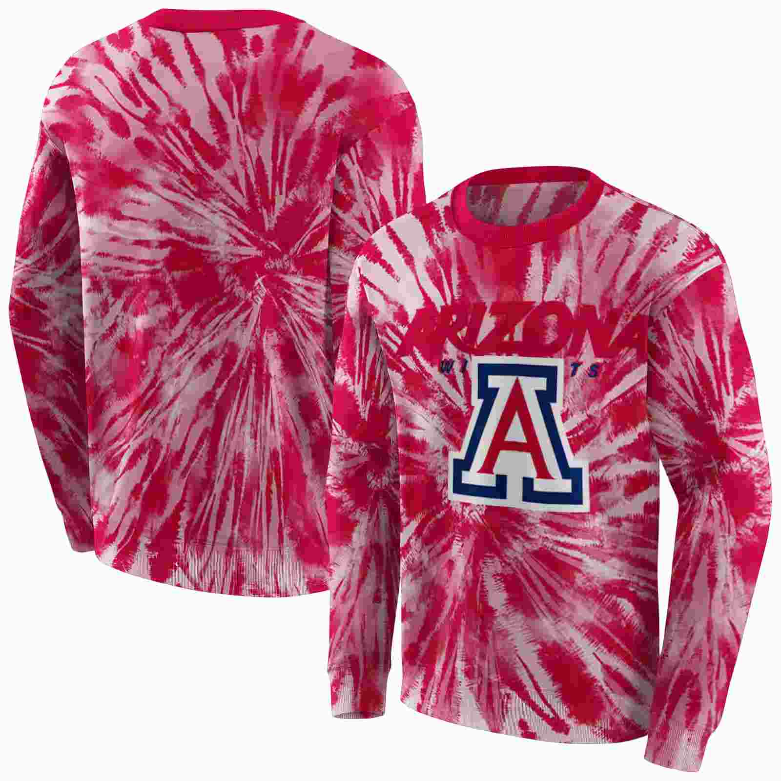 arizona wildcats tie dye pattern red hoodie premium grade