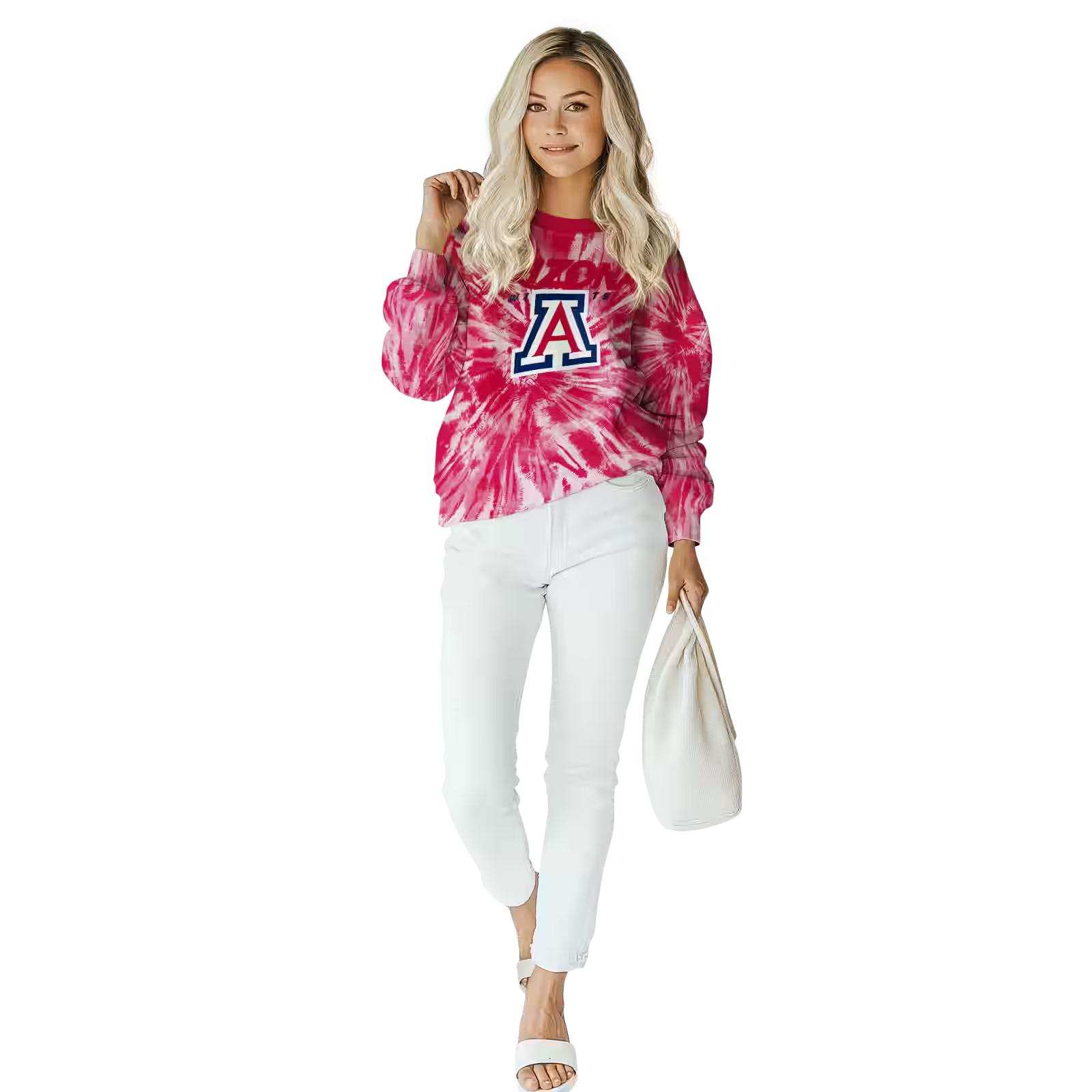 arizona wildcats tie dye pattern red hoodie trendy