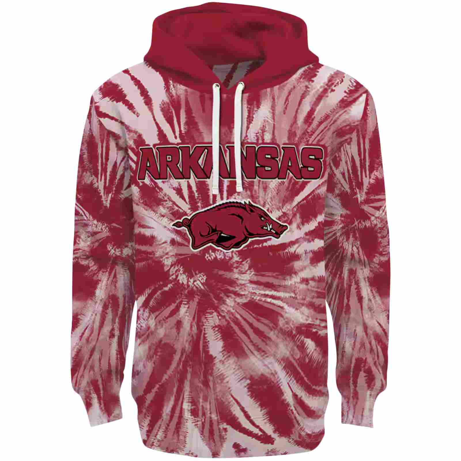 Arkansas Razorbacks Tie Dye Pattern Red Hoodie