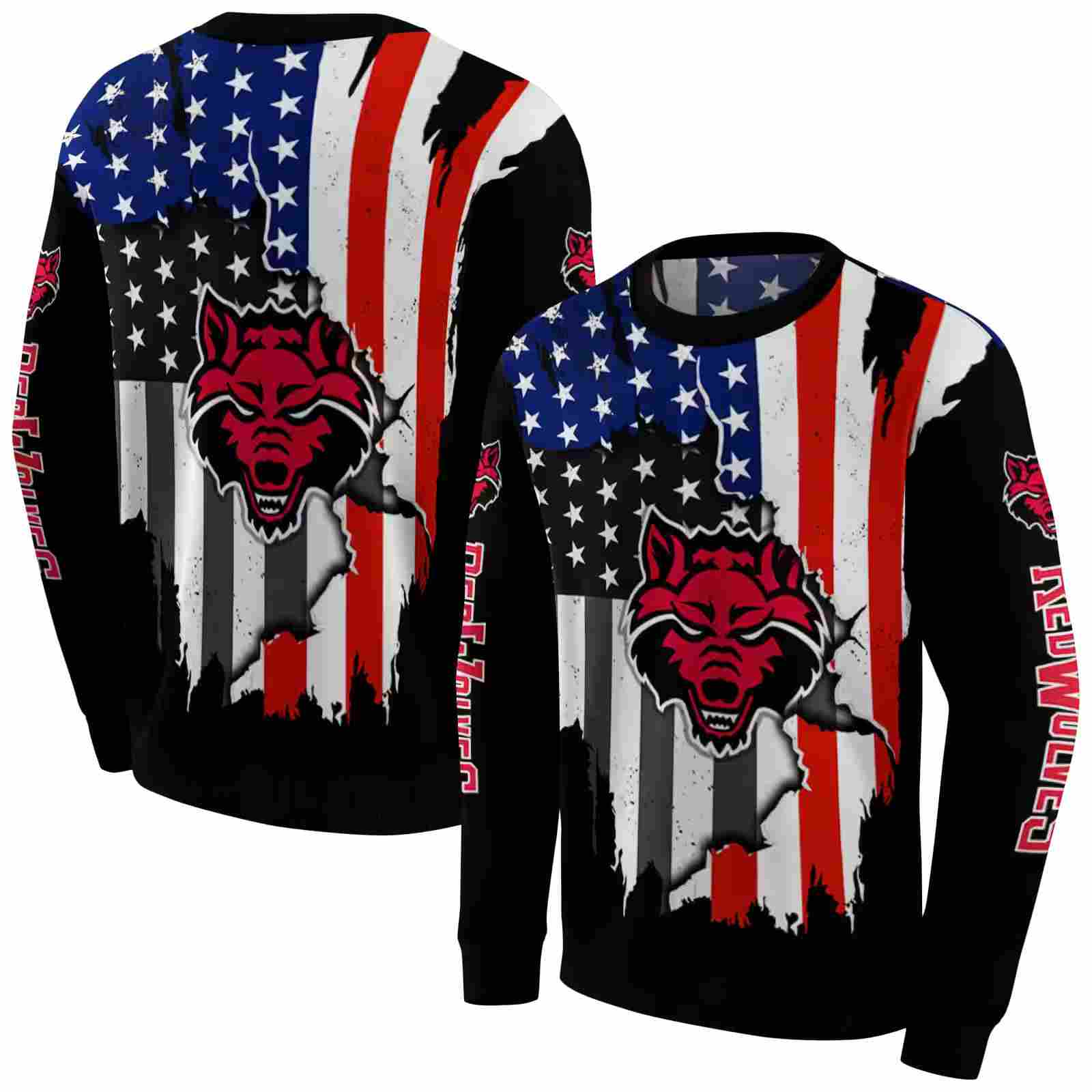 arkansas state red wolves american pride black hoodie premium grade