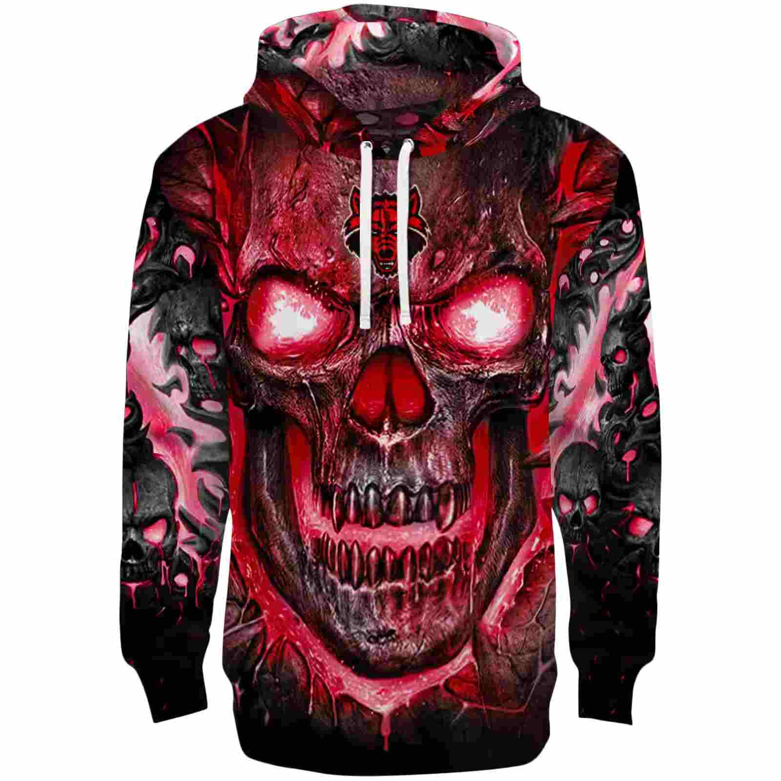 Arkansas State Red Wolves Demonic Skull Scarlet Black Hoodie