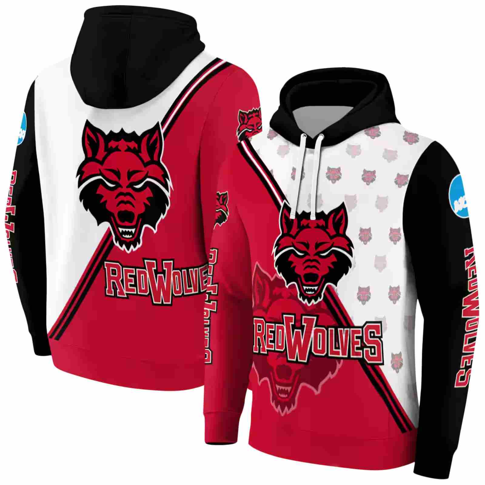 arkansas state red wolves diagonal stripe scarlet white hoodie fashion forward