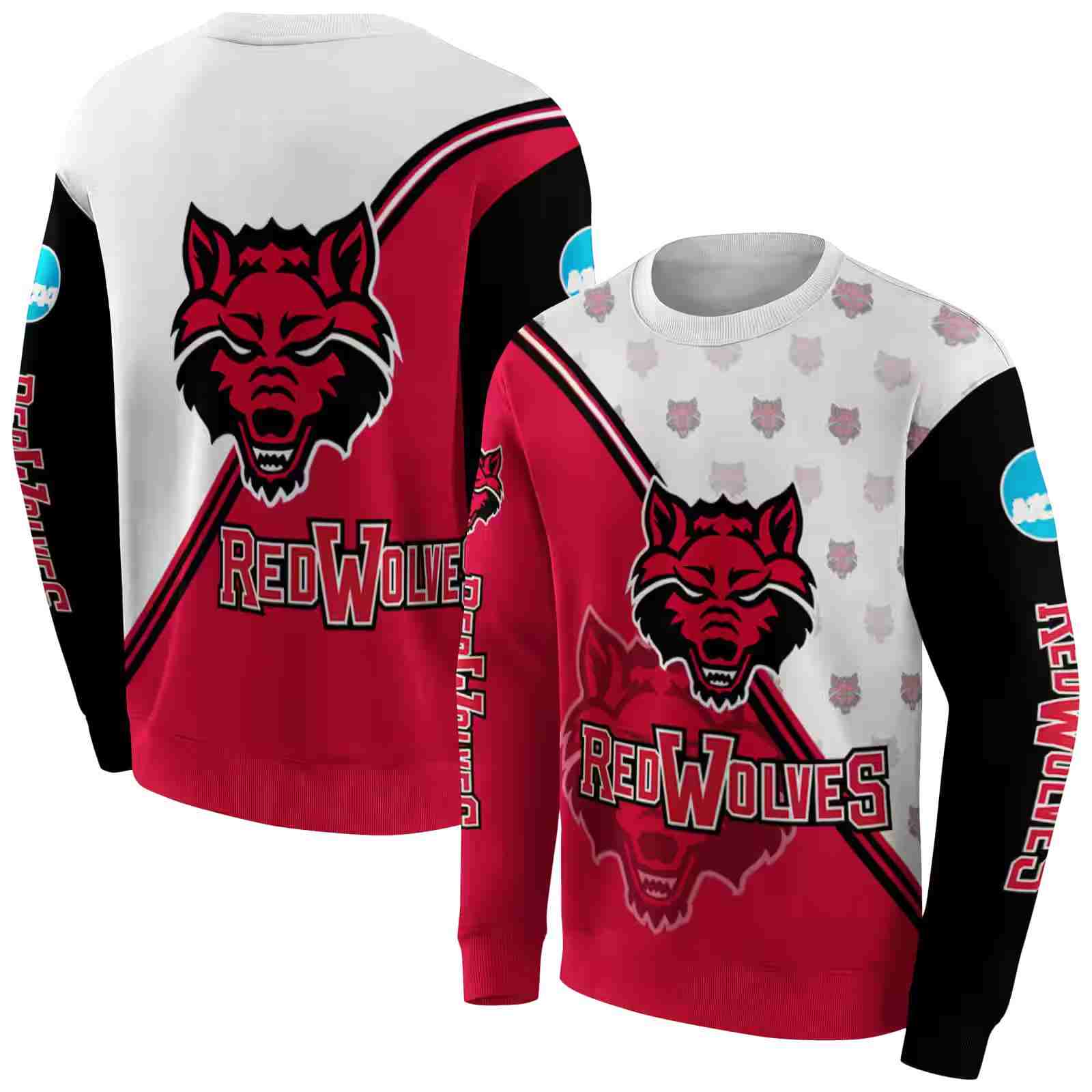 arkansas state red wolves diagonal stripe scarlet white hoodie premium grade