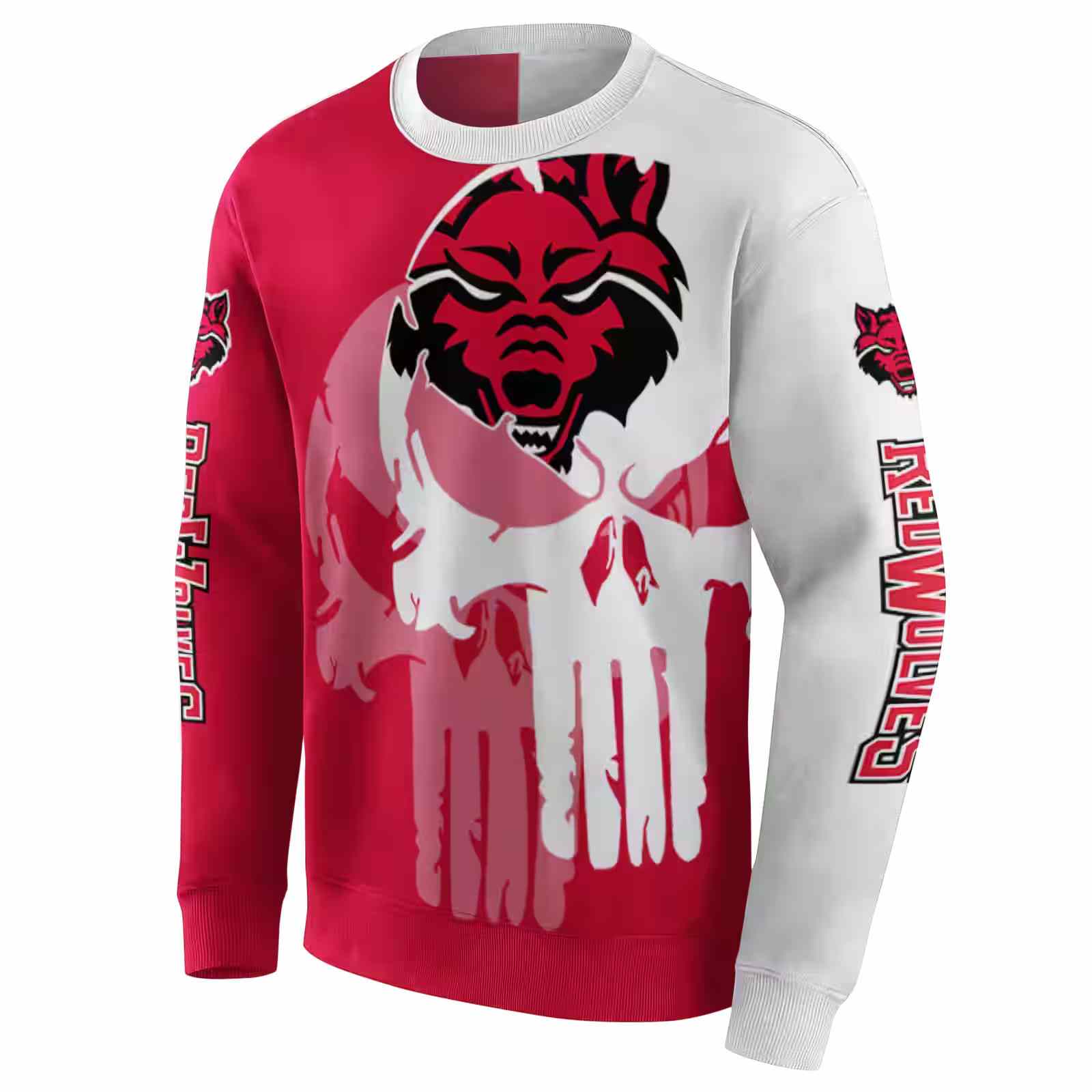 arkansas state red wolves graphic punisher scarlet white hoodie new arrival