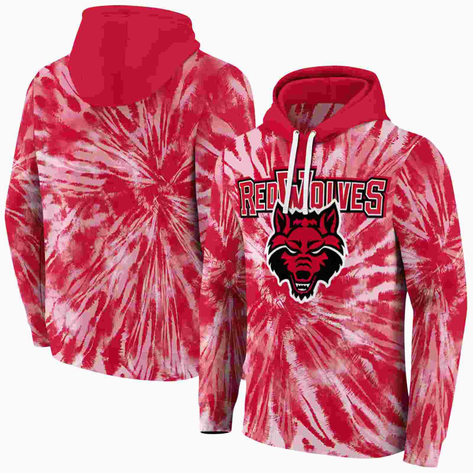 arkansas state red wolves tie dye pattern scarlet hoodie fashion forward