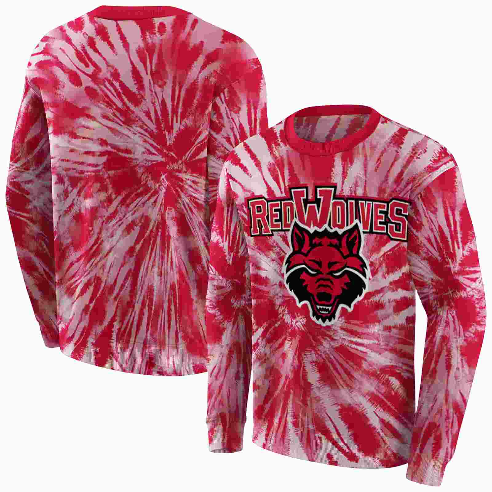 arkansas state red wolves tie dye pattern scarlet hoodie premium grade