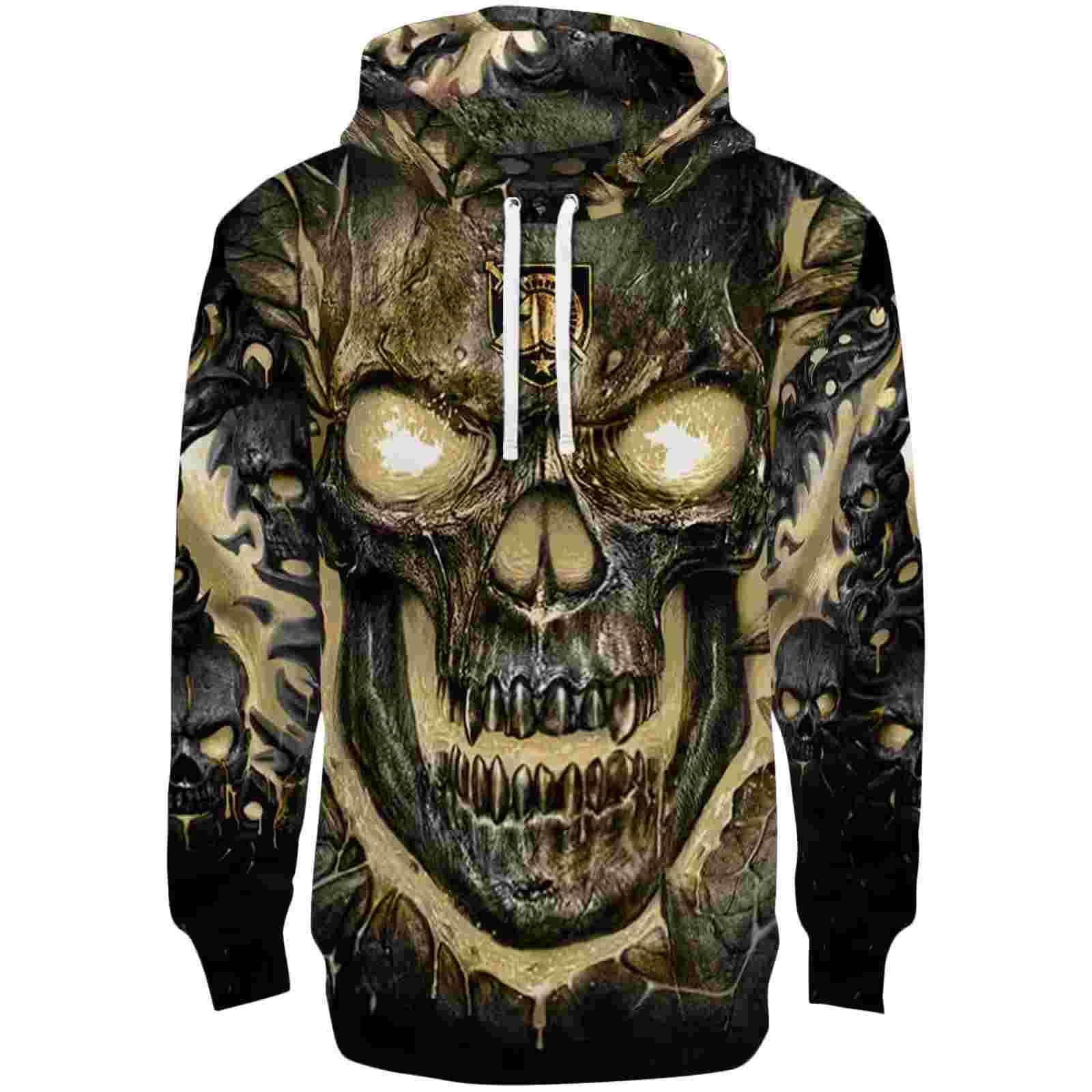 Army Black Knights Demonic Skull Gold Black Hoodie