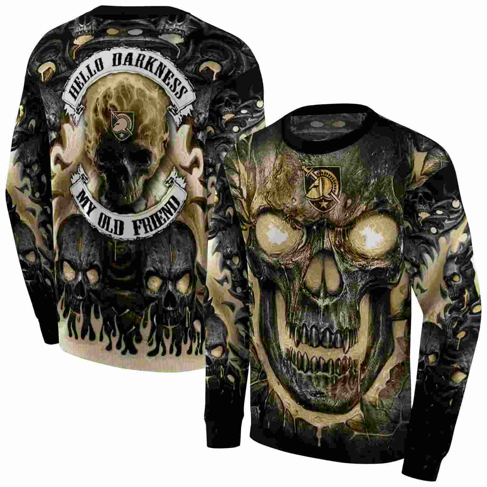 army black knights demonic skull gold black hoodie premium grade