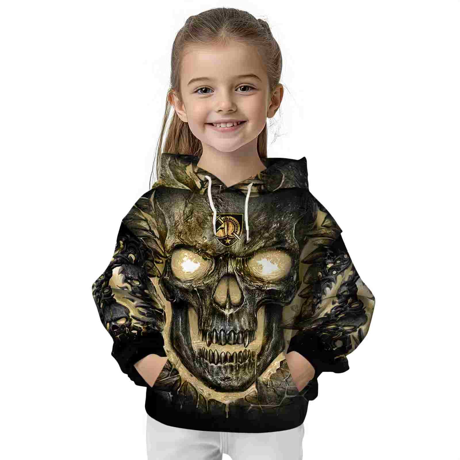 army black knights demonic skull gold black hoodie top rated