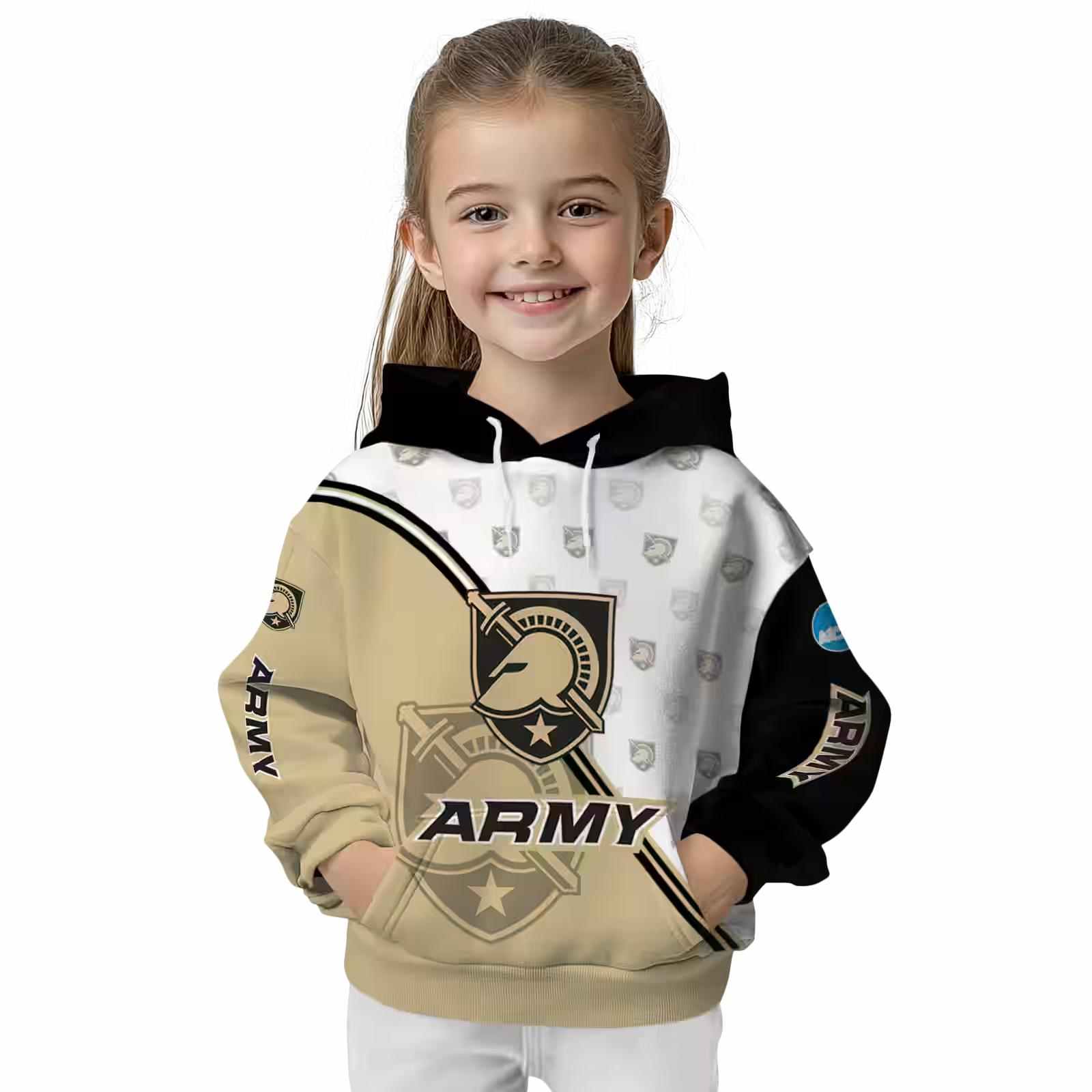 army black knights diagonal stripe gold white hoodie top rated