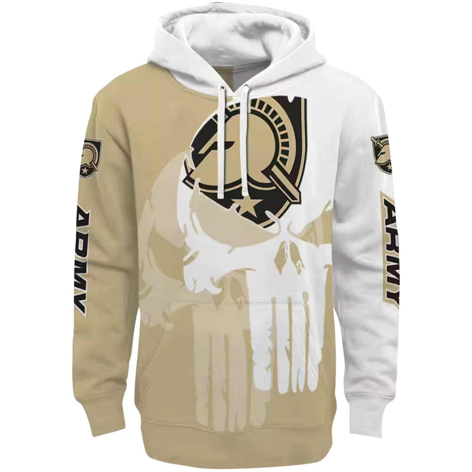 Army Black Knights Graphic Punisher Gold White Hoodie