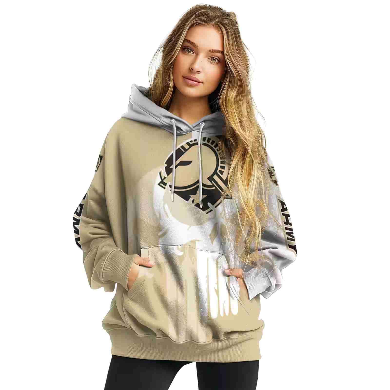 army black knights graphic punisher gold white hoodie high quality