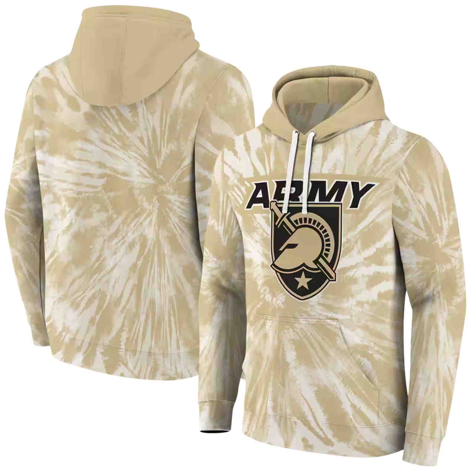 army black knights tie dye pattern gold hoodie fashion forward