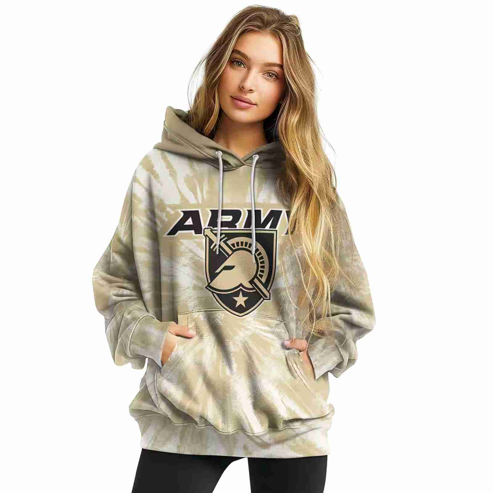 army black knights tie dye pattern gold hoodie high quality