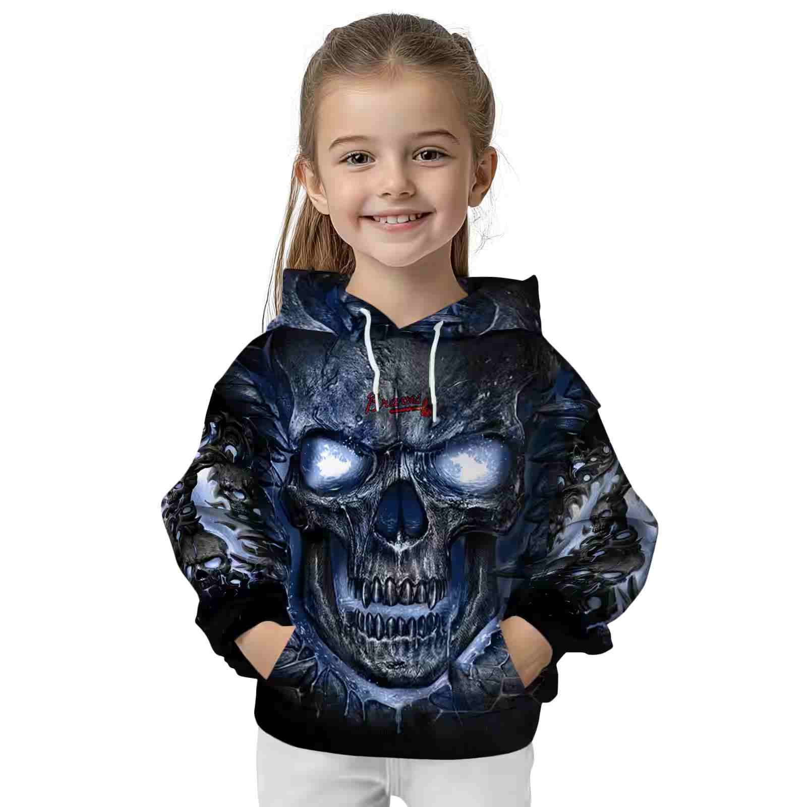 atlanta braves demonic skull navy black hoodie top rated