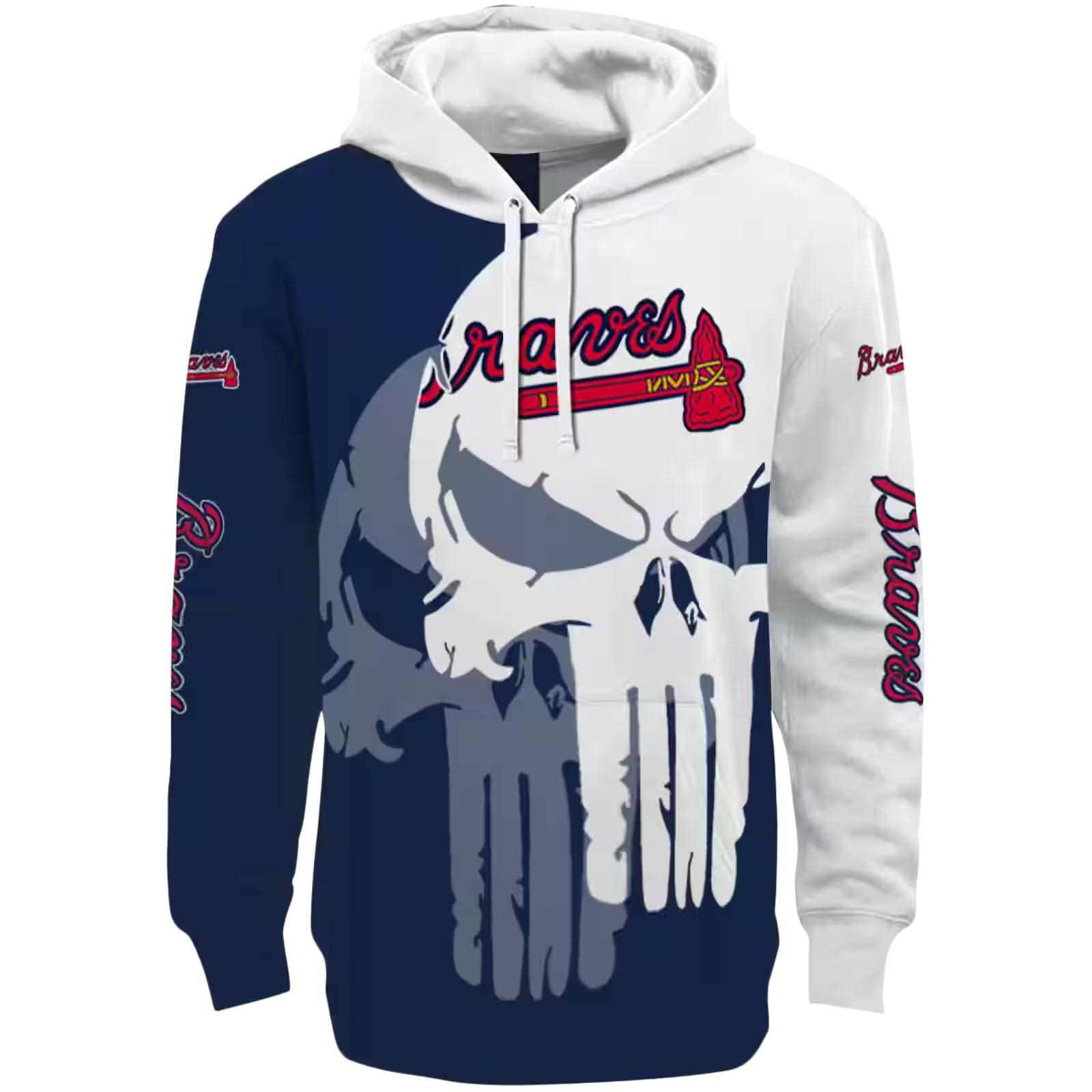 Atlanta Braves Graphic Punisher Navy White Hoodie