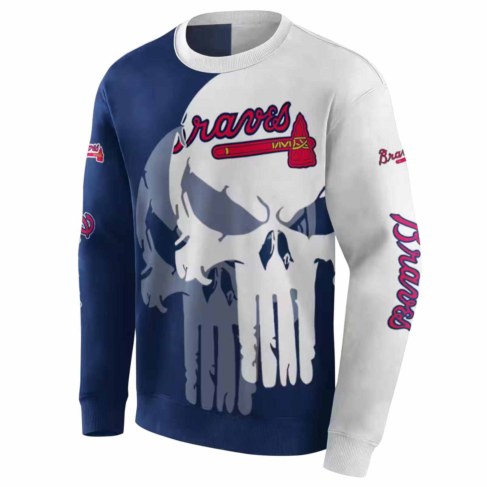 atlanta braves graphic punisher navy white hoodie new arrival