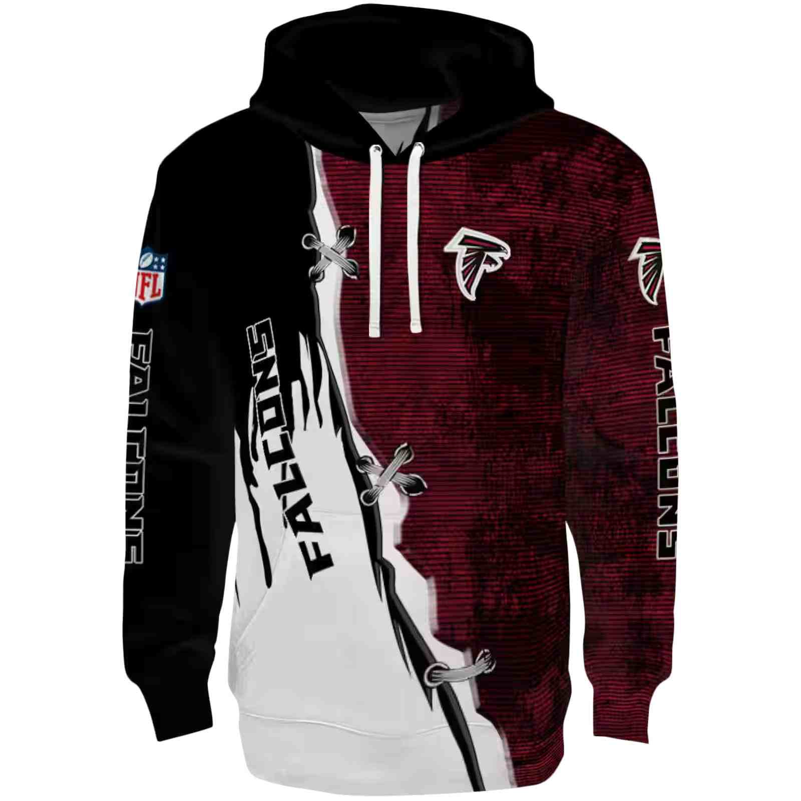 Atlanta Falcons Ripped Pattern Red Black White Hoodie