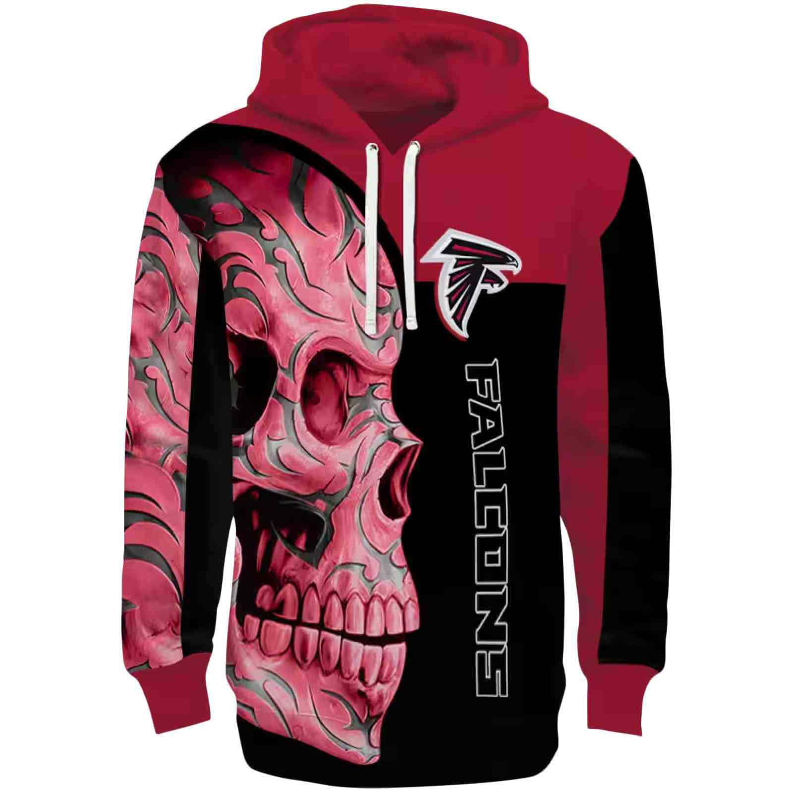 Atlanta Falcons Skull Motif Red Black Hoodie