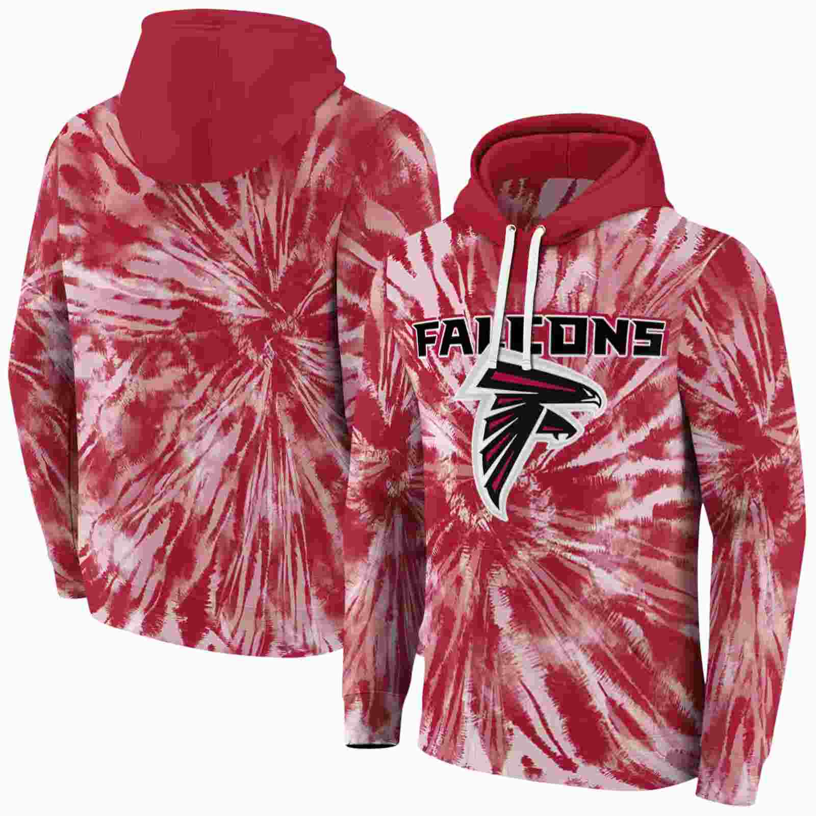 atlanta falcons tie dye pattern red hoodie fashion forward