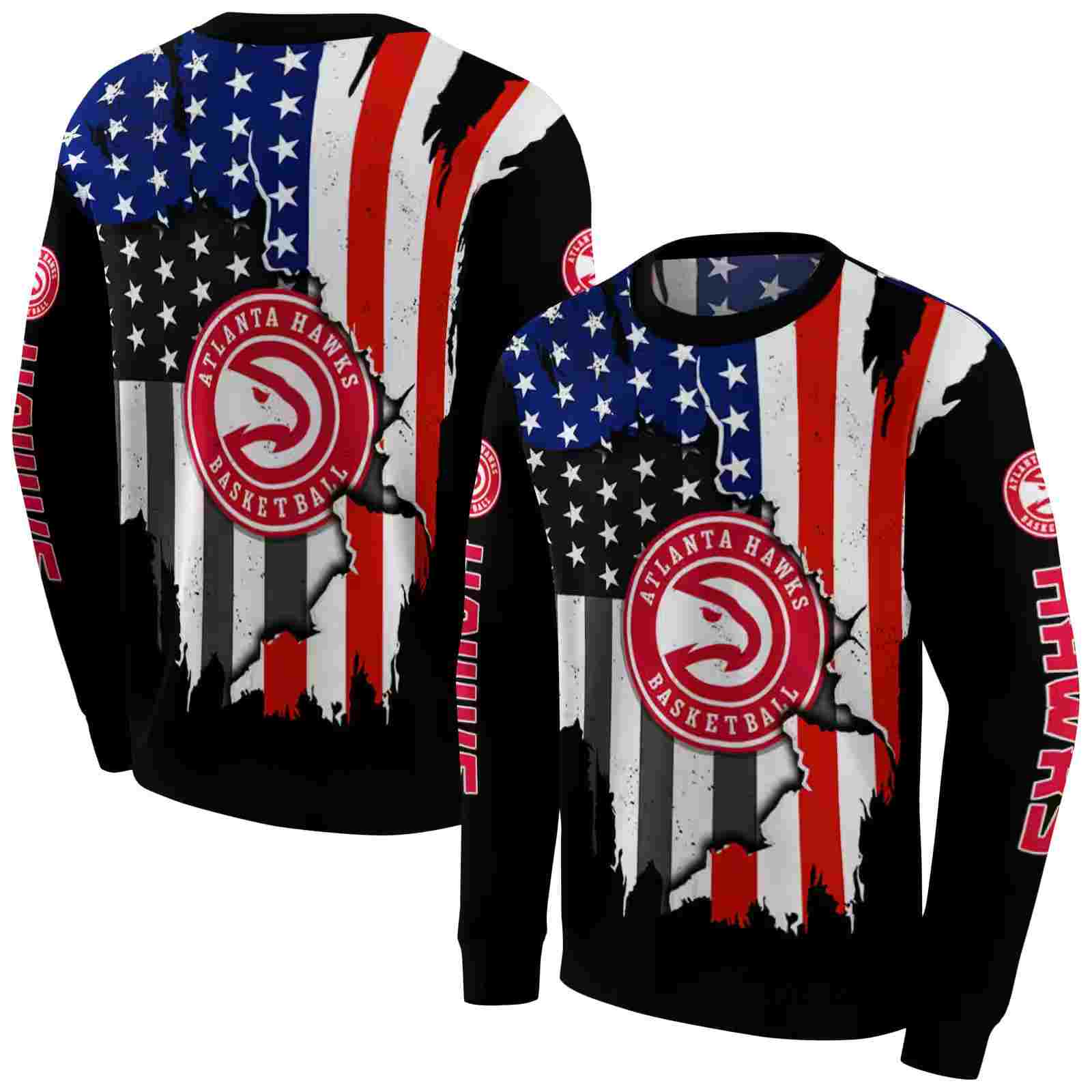 atlanta hawks american pride black hoodie premium grade