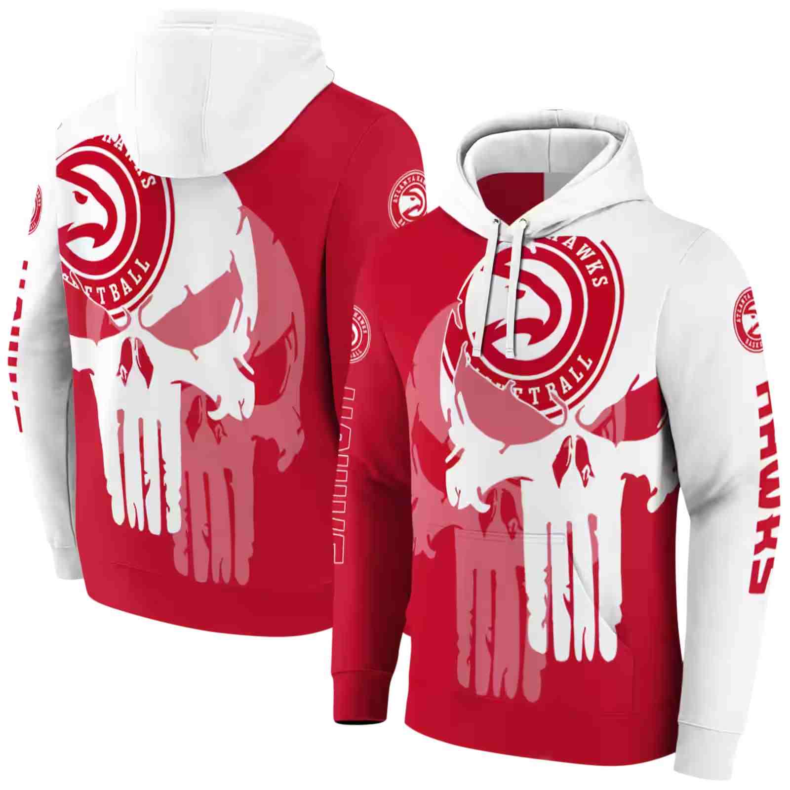 atlanta hawks graphic punisher red white hoodie fashion forward