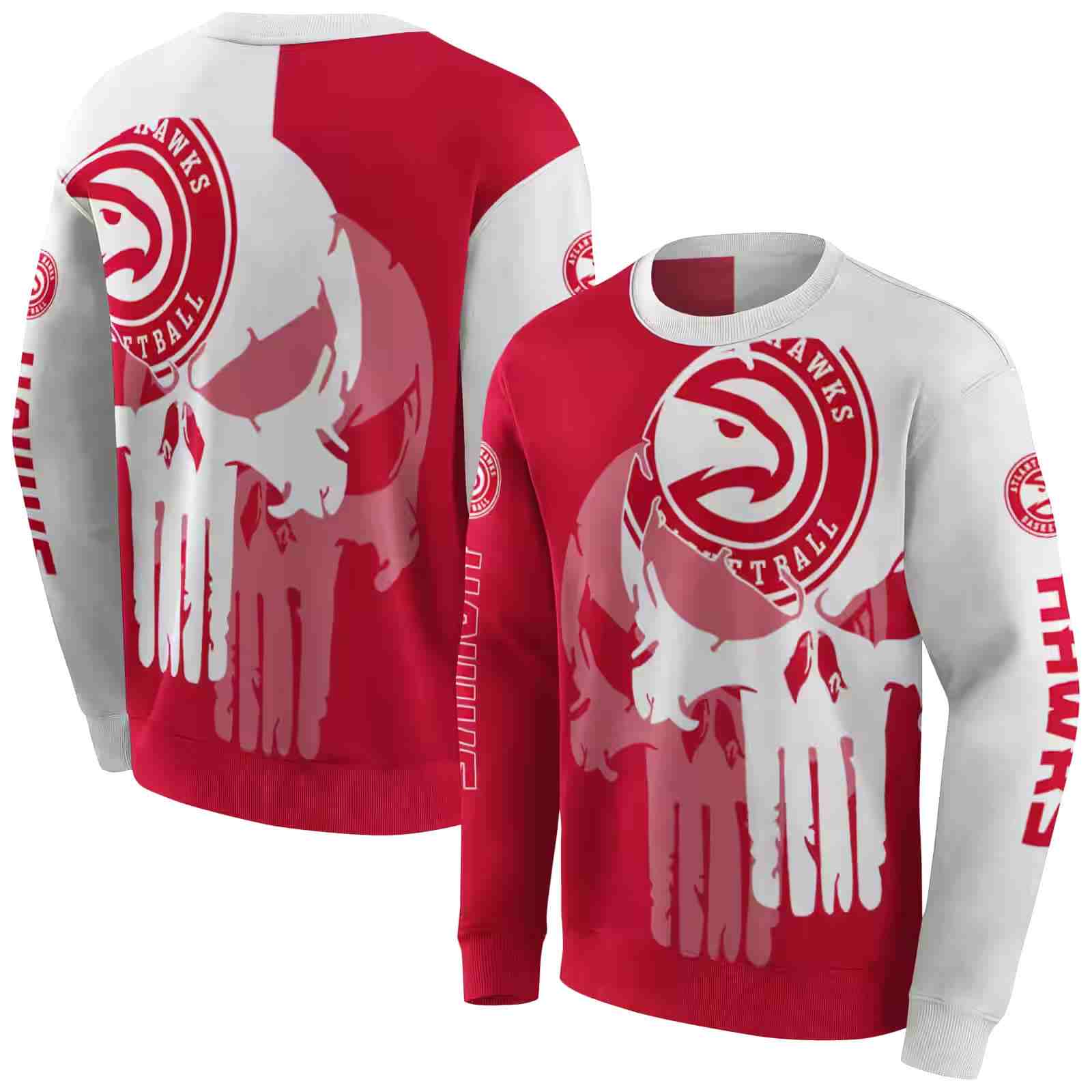 atlanta hawks graphic punisher red white hoodie premium grade