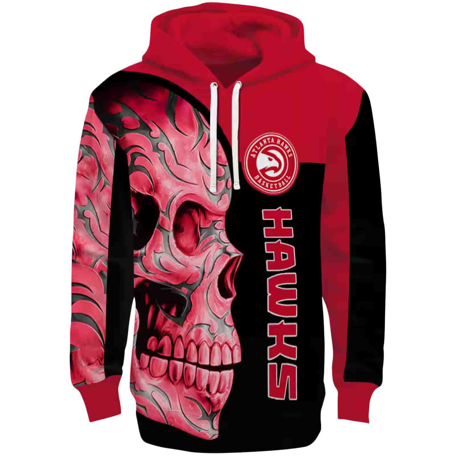 Atlanta Hawks Skull Motif Red Black Hoodie