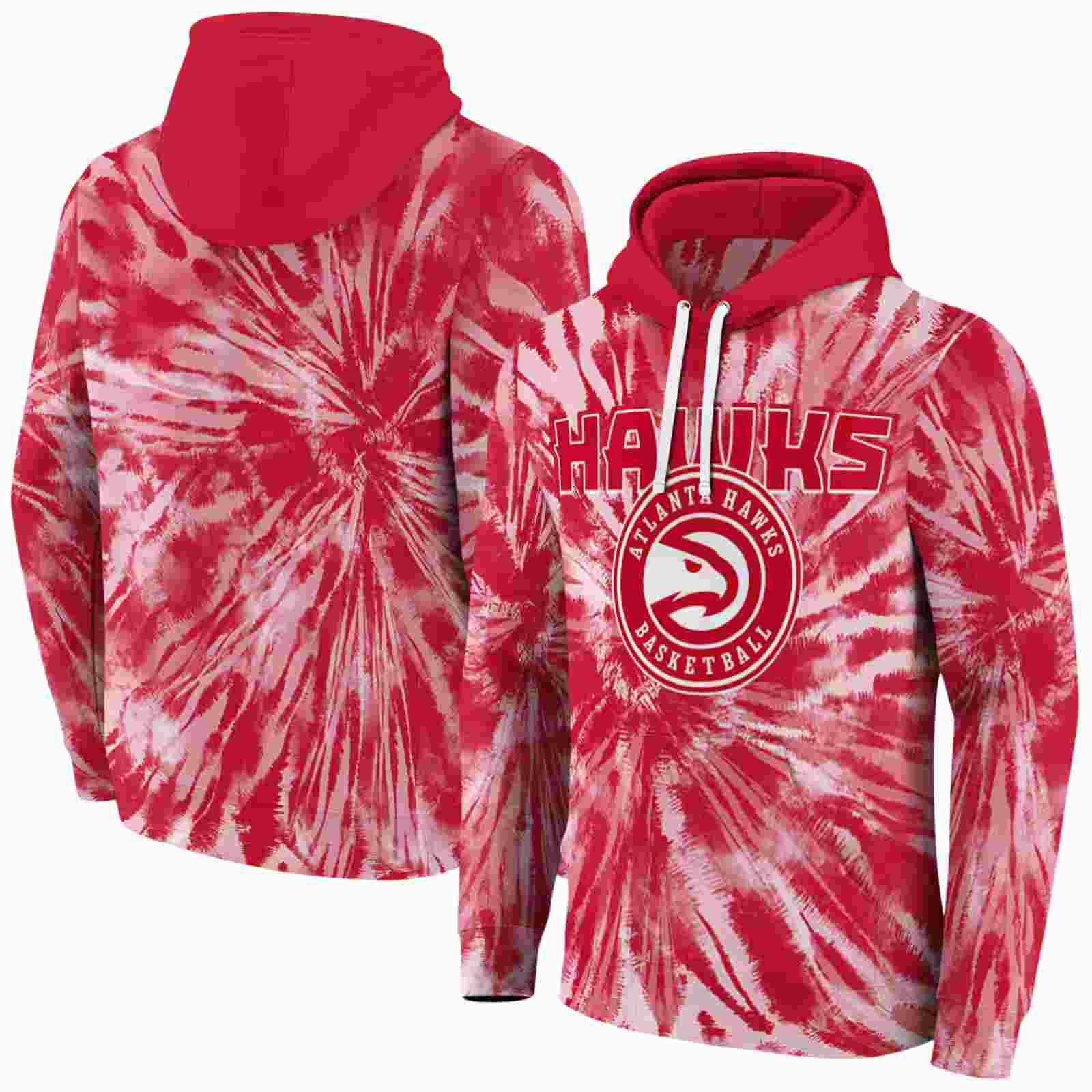 atlanta hawks tie dye pattern red hoodie fashion forward