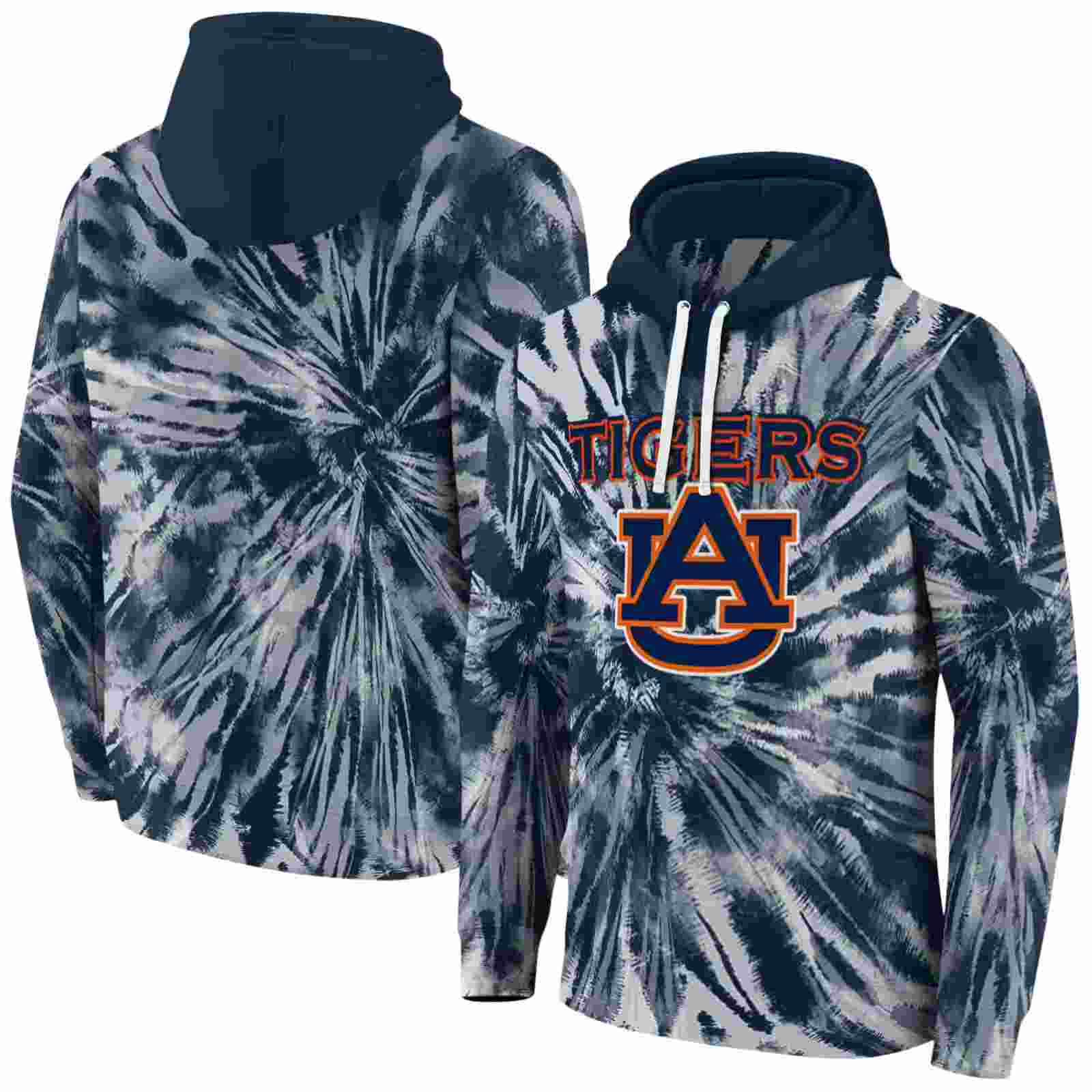 auburn tigers tie dye pattern navy blue hoodie fashion forward
