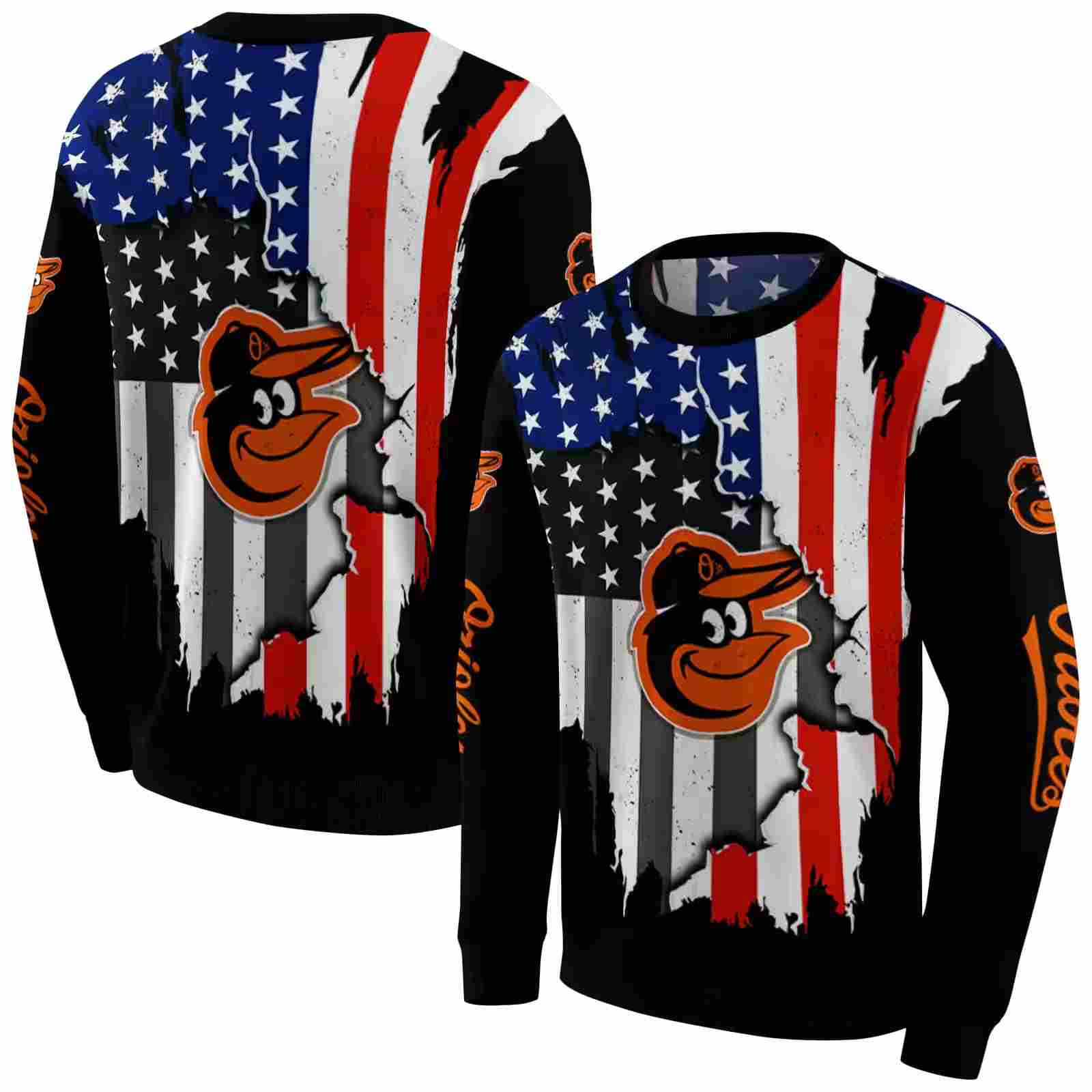 baltimore orioles american pride black hoodie premium grade