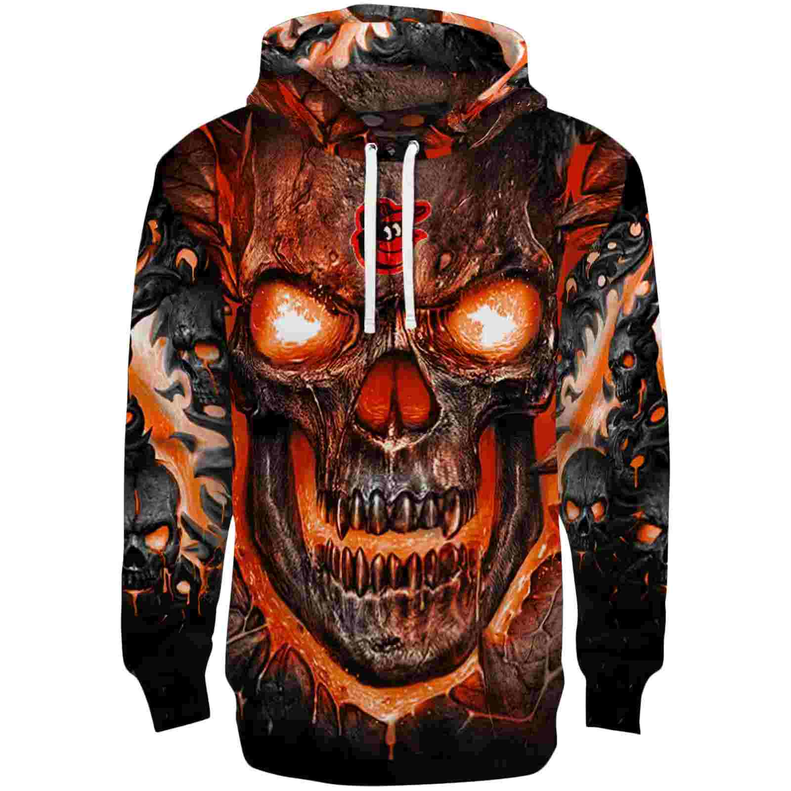 Baltimore Orioles Demonic Skull Orange Black Hoodie