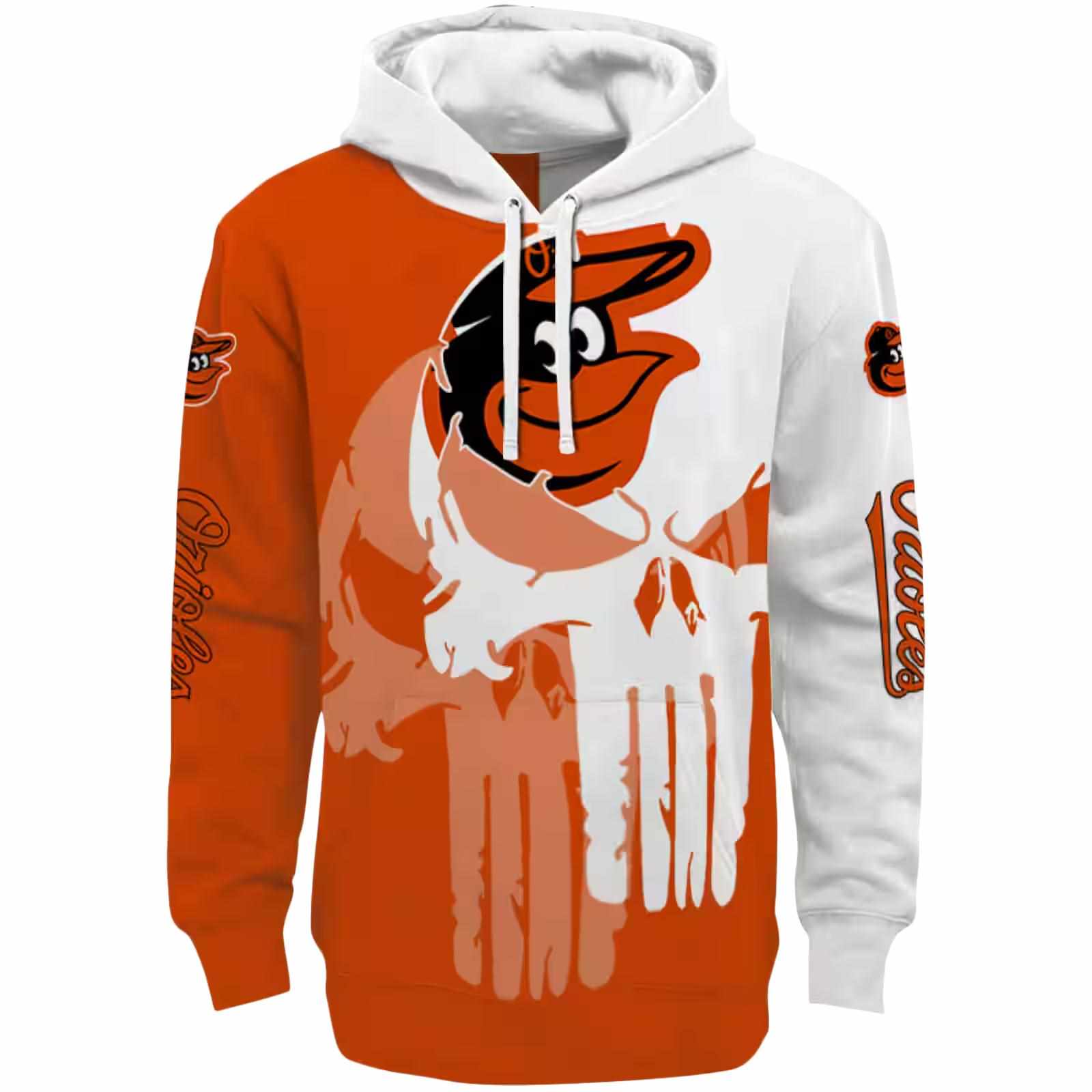 Baltimore Orioles Graphic Punisher Orange White Hoodie