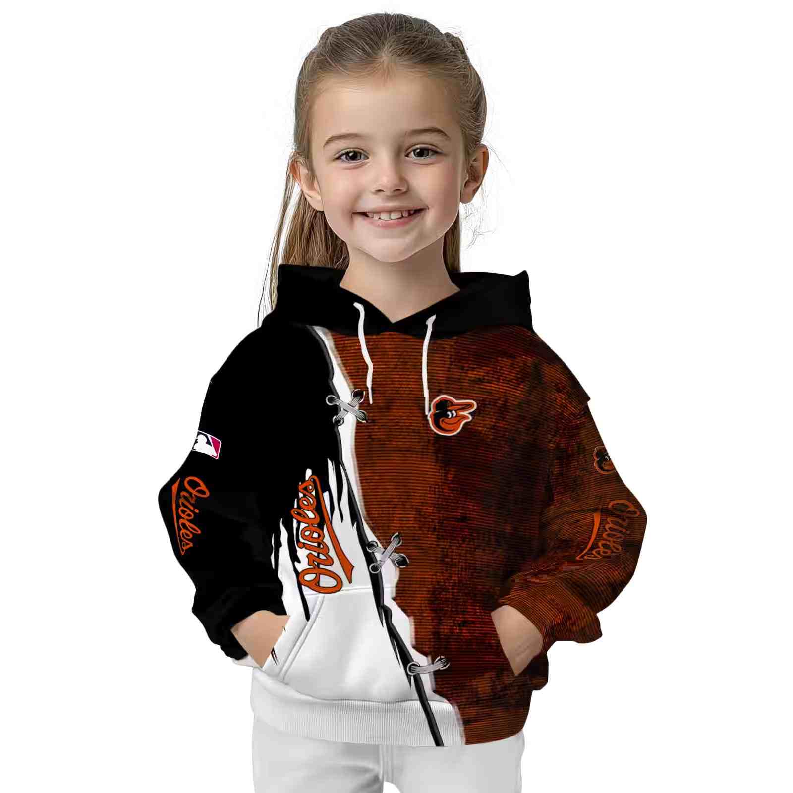 baltimore orioles ripped pattern orange black white hoodie top rated