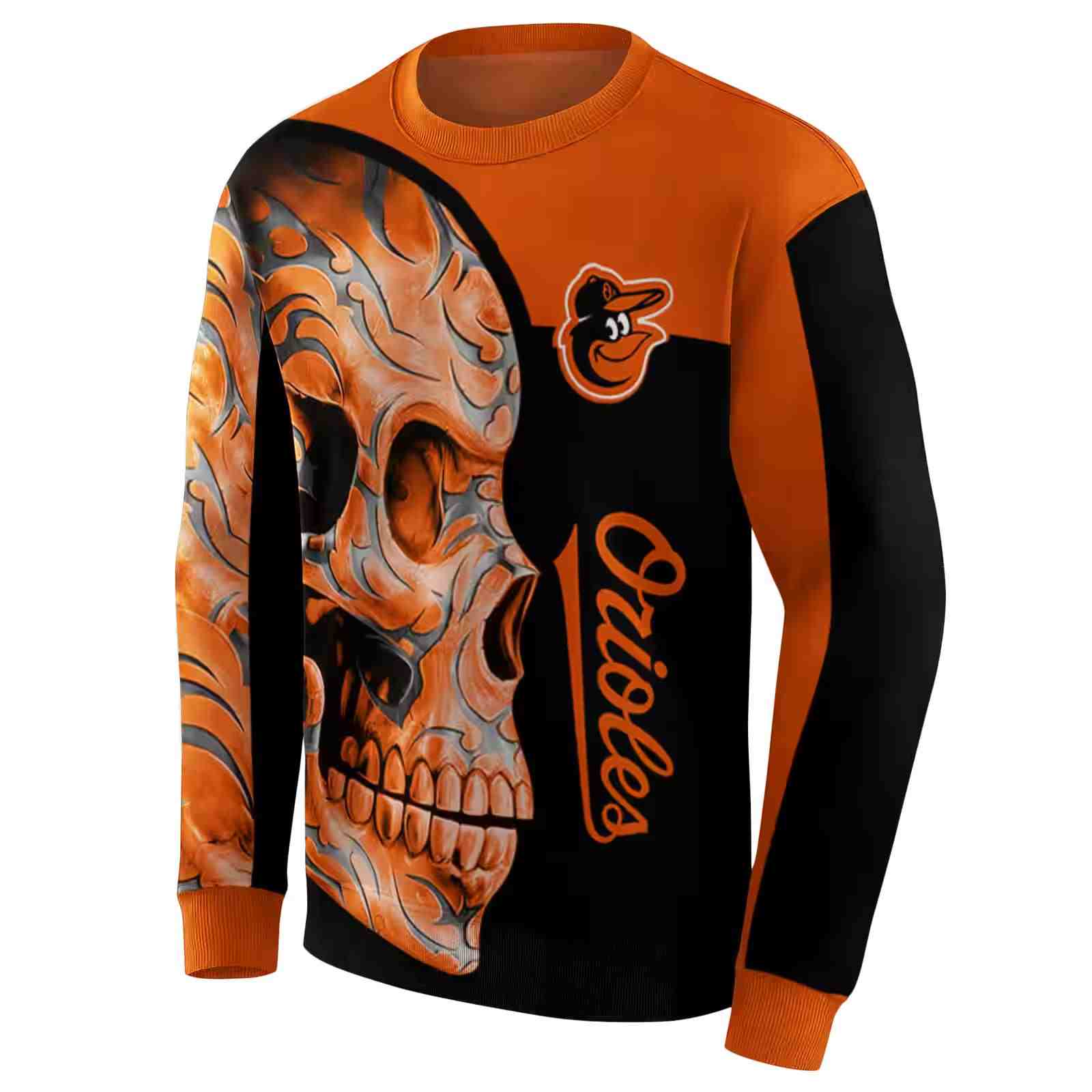 baltimore orioles skull motif orange black hoodie new arrival