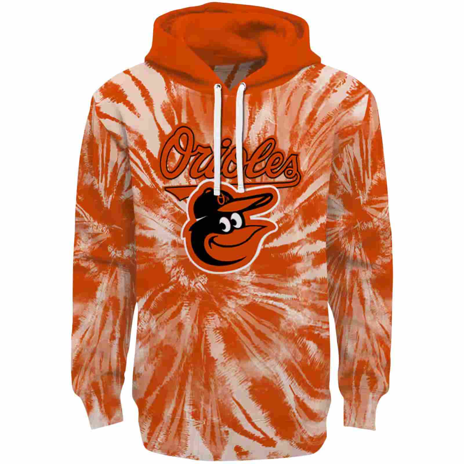 Baltimore Orioles Tie Dye Pattern Orange Hoodie