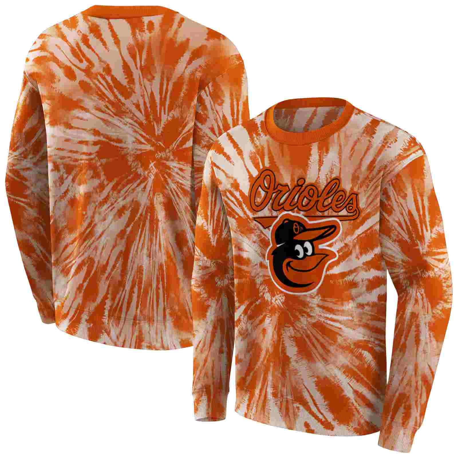 baltimore orioles tie dye pattern orange hoodie premium grade