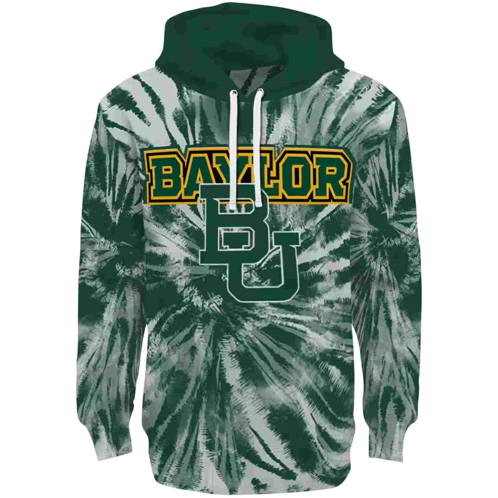 Baylor Bears Tie Dye Pattern Green Hoodie