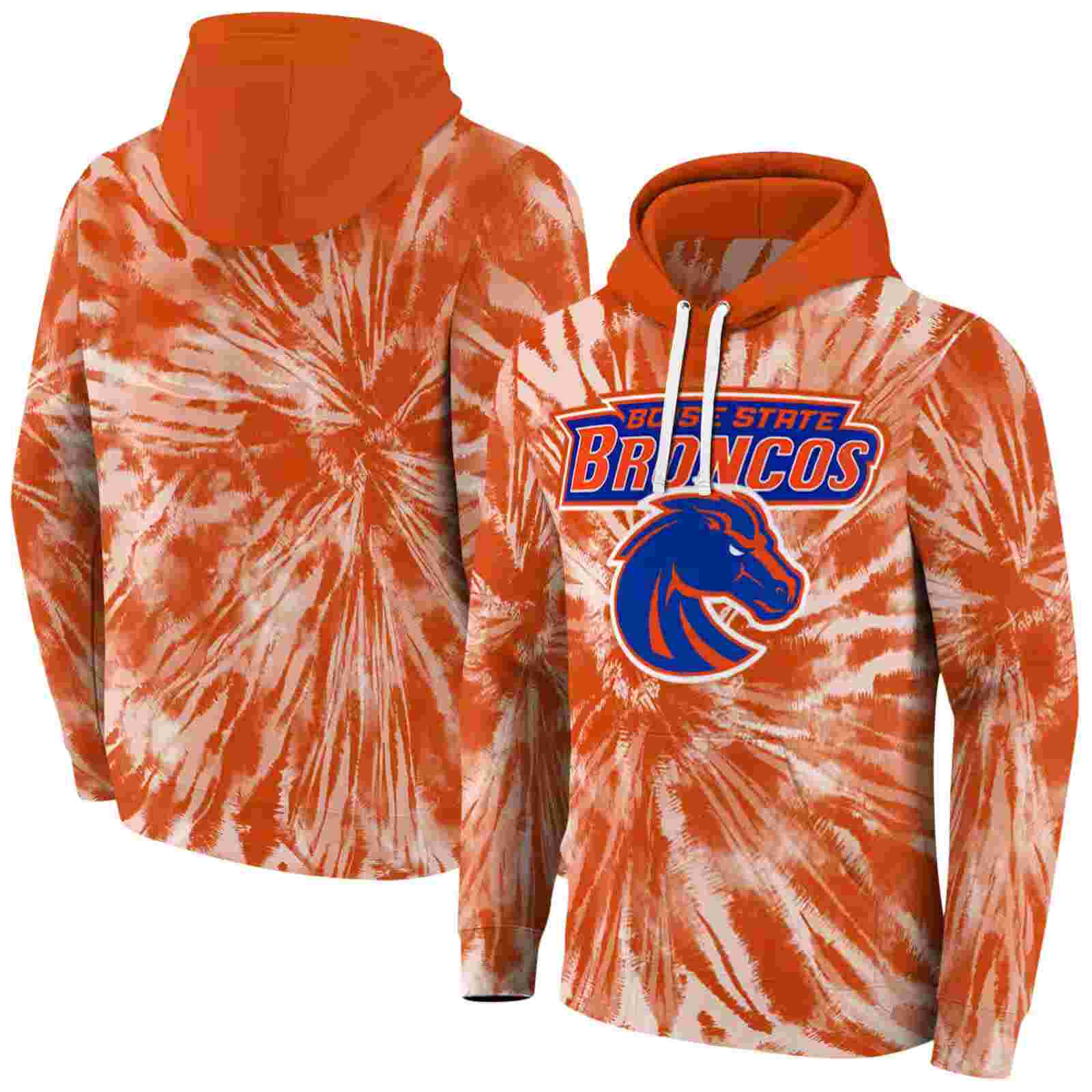 boise state broncos tie dye pattern orange hoodie fashion forward