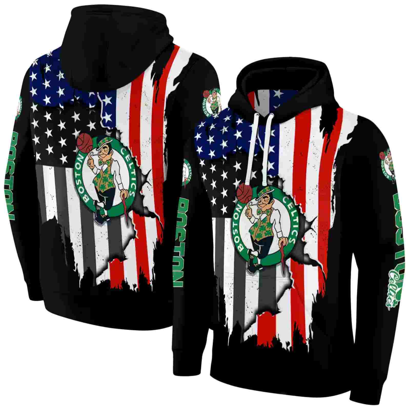 boston celtics american pride black hoodie fashion forward