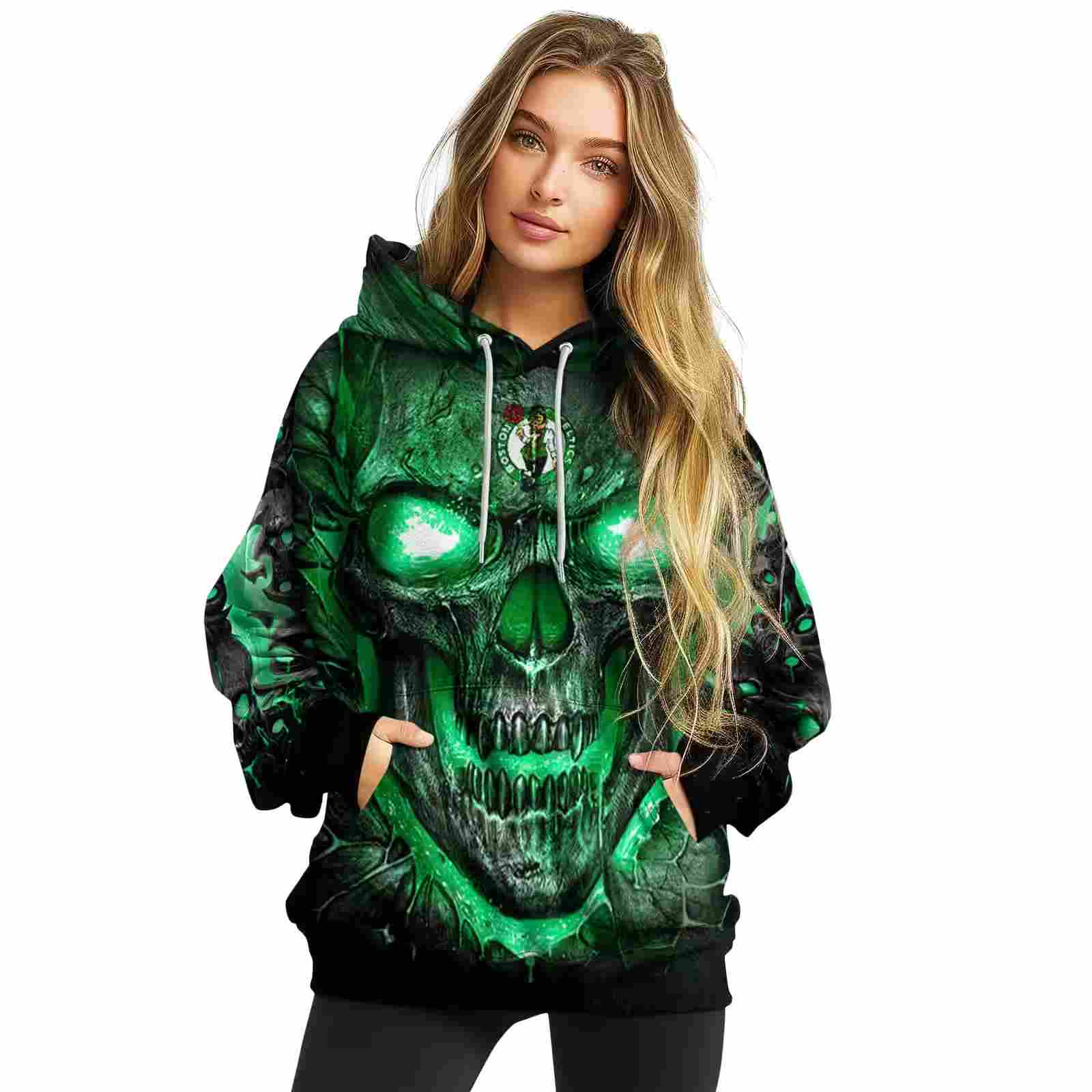 boston celtics demonic skull green black hoodie high quality