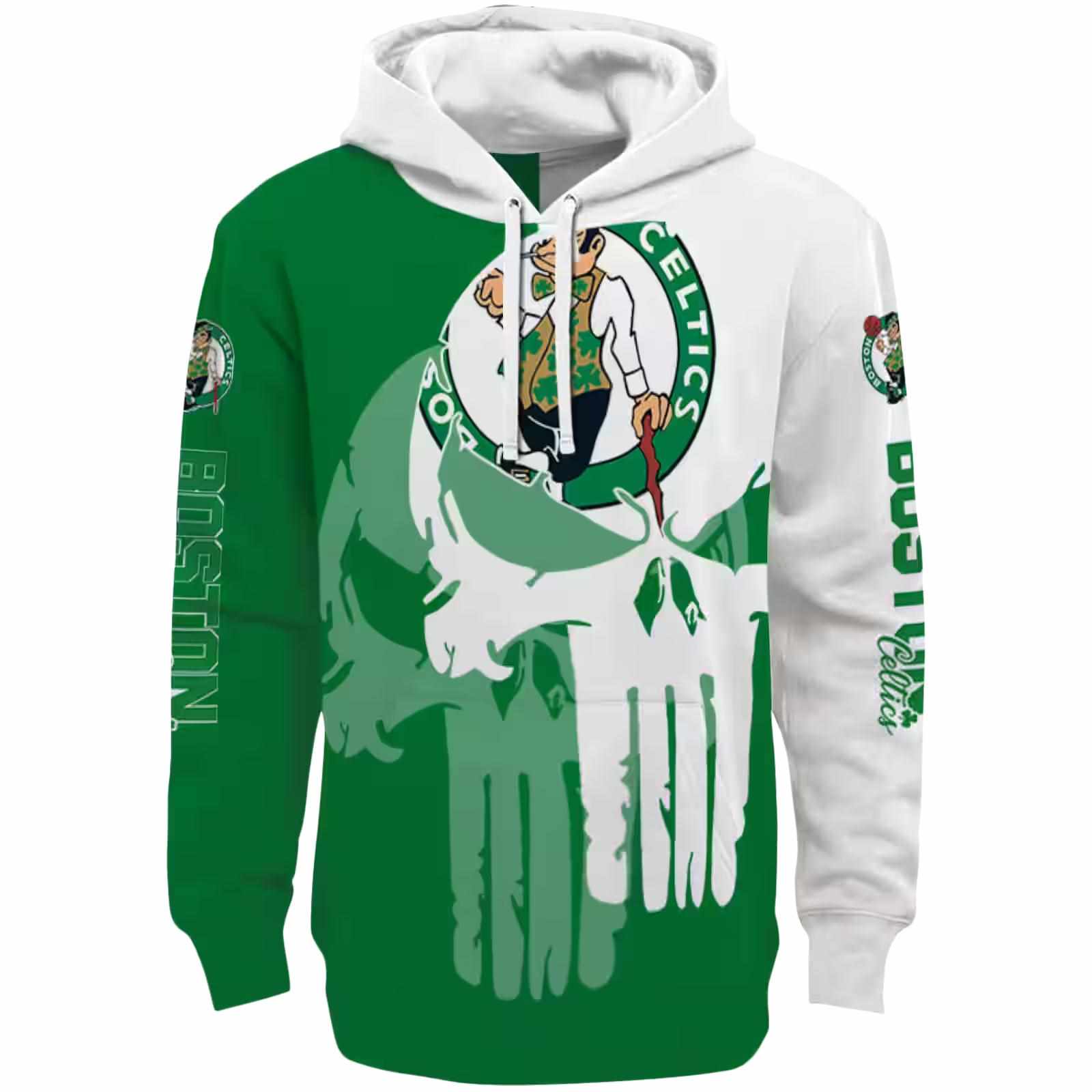 Boston Celtics Graphic Punisher Green White Hoodie