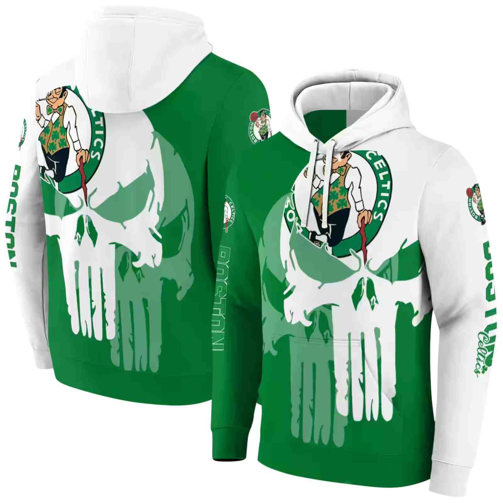 boston celtics graphic punisher green white hoodie fashion forward