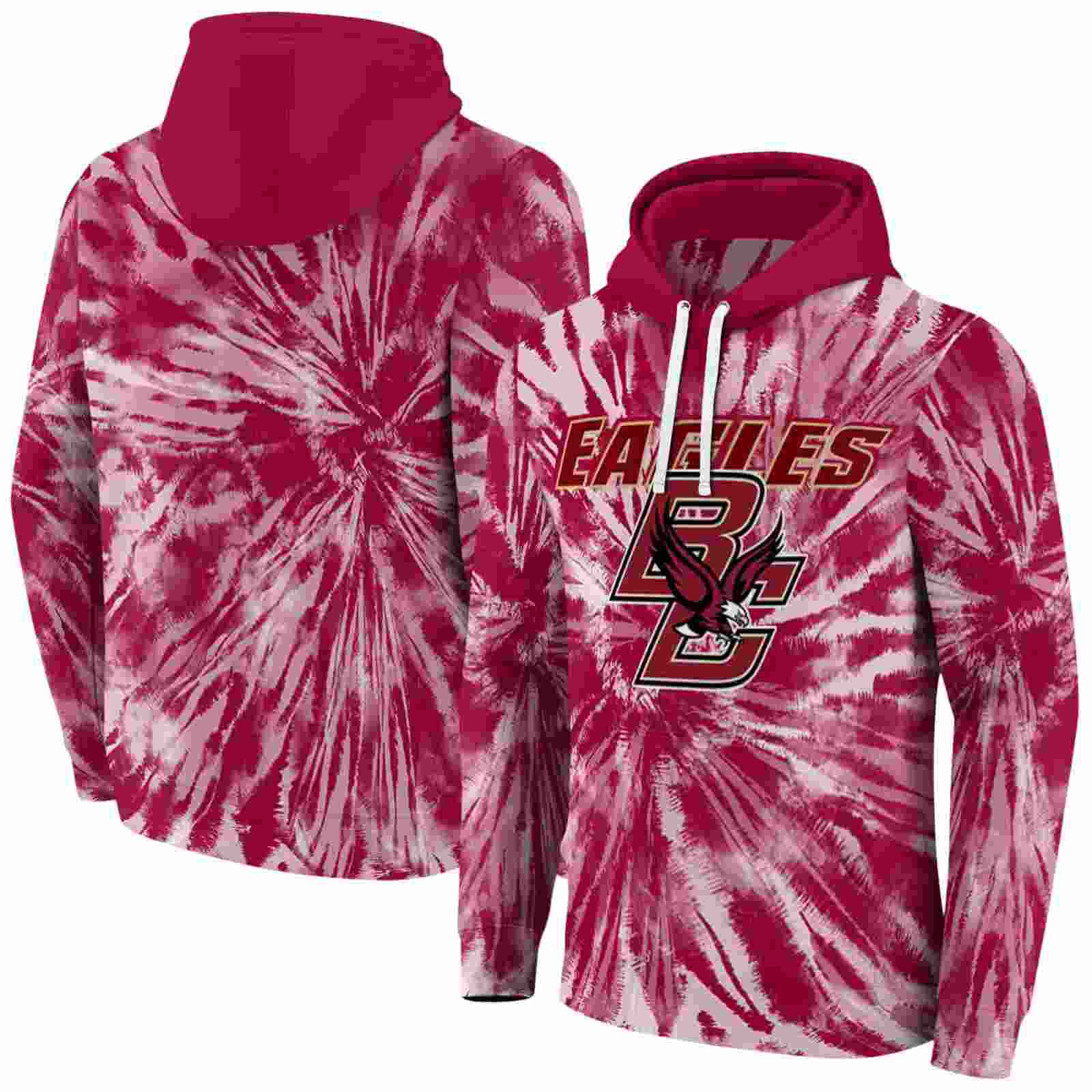 boston college eagles tie dye pattern maroon hoodie fashion forward